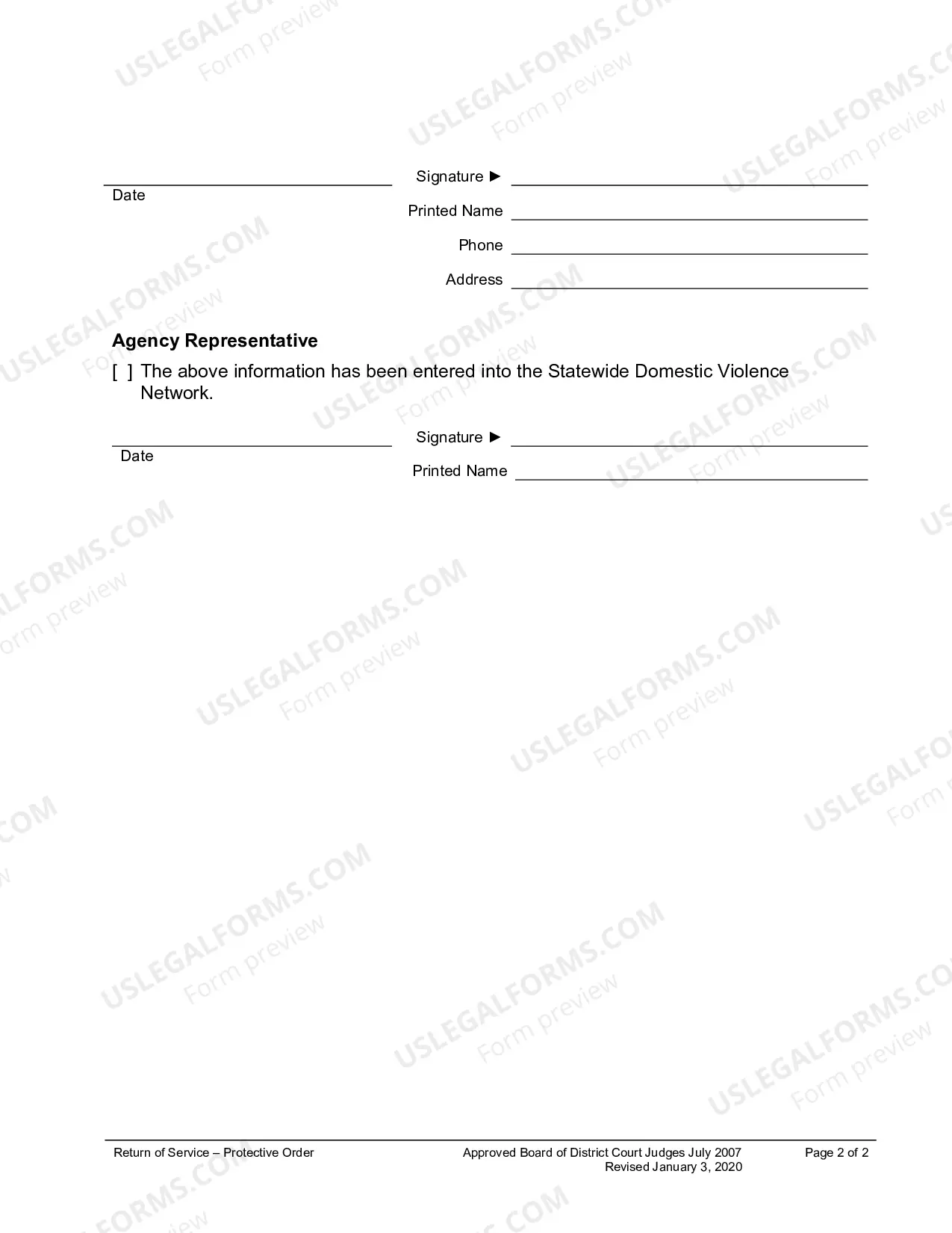 Preview Return of Service (Of Protective Order Forms)