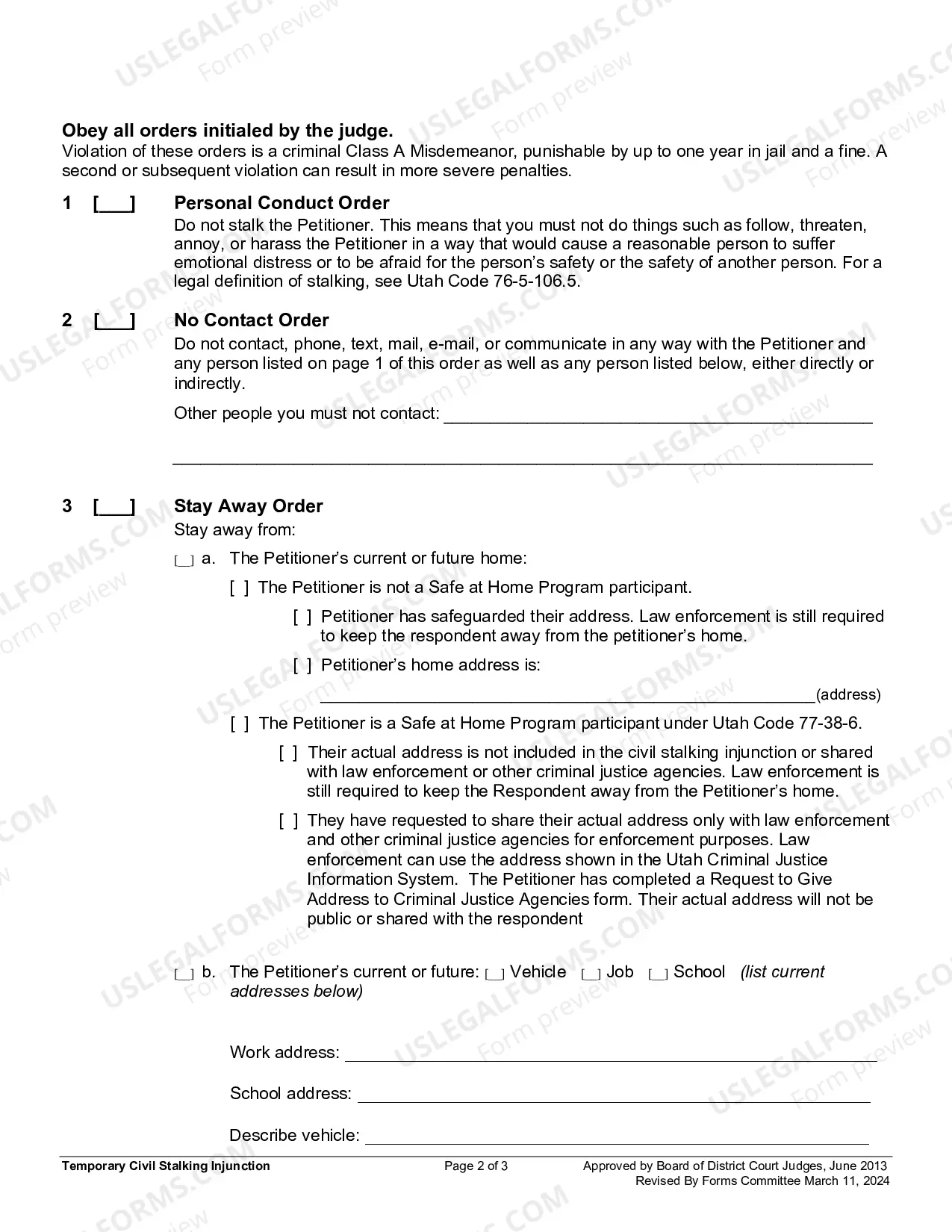 Preview Temporary Civil Stalking Injunction