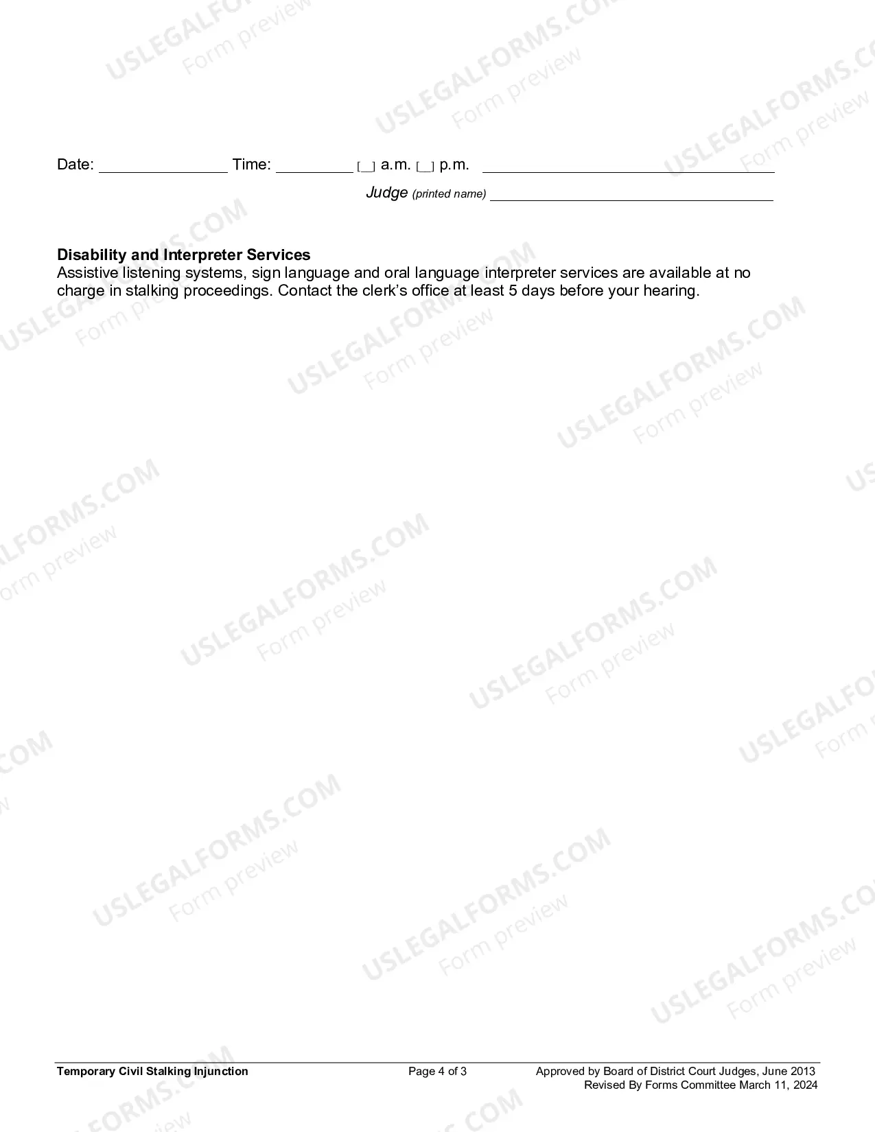 Preview Temporary Civil Stalking Injunction