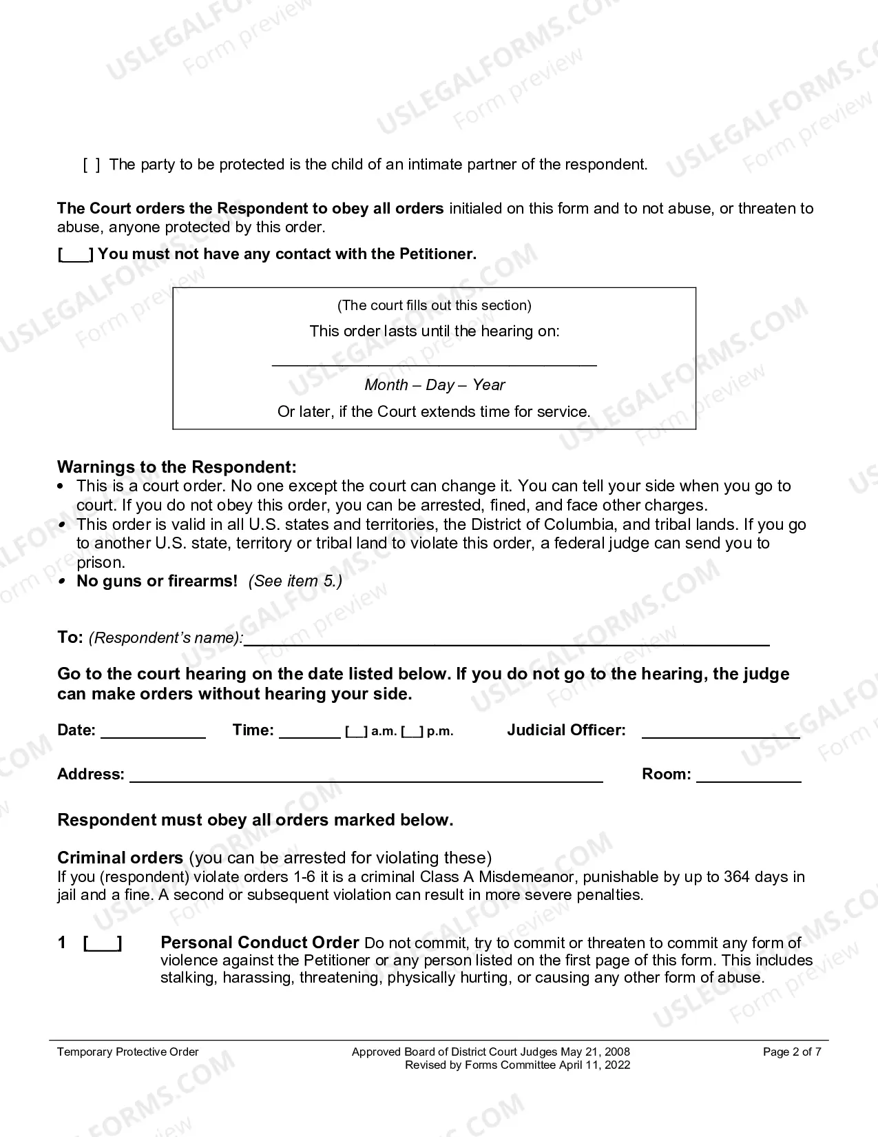 Preview Temporary Protective Order