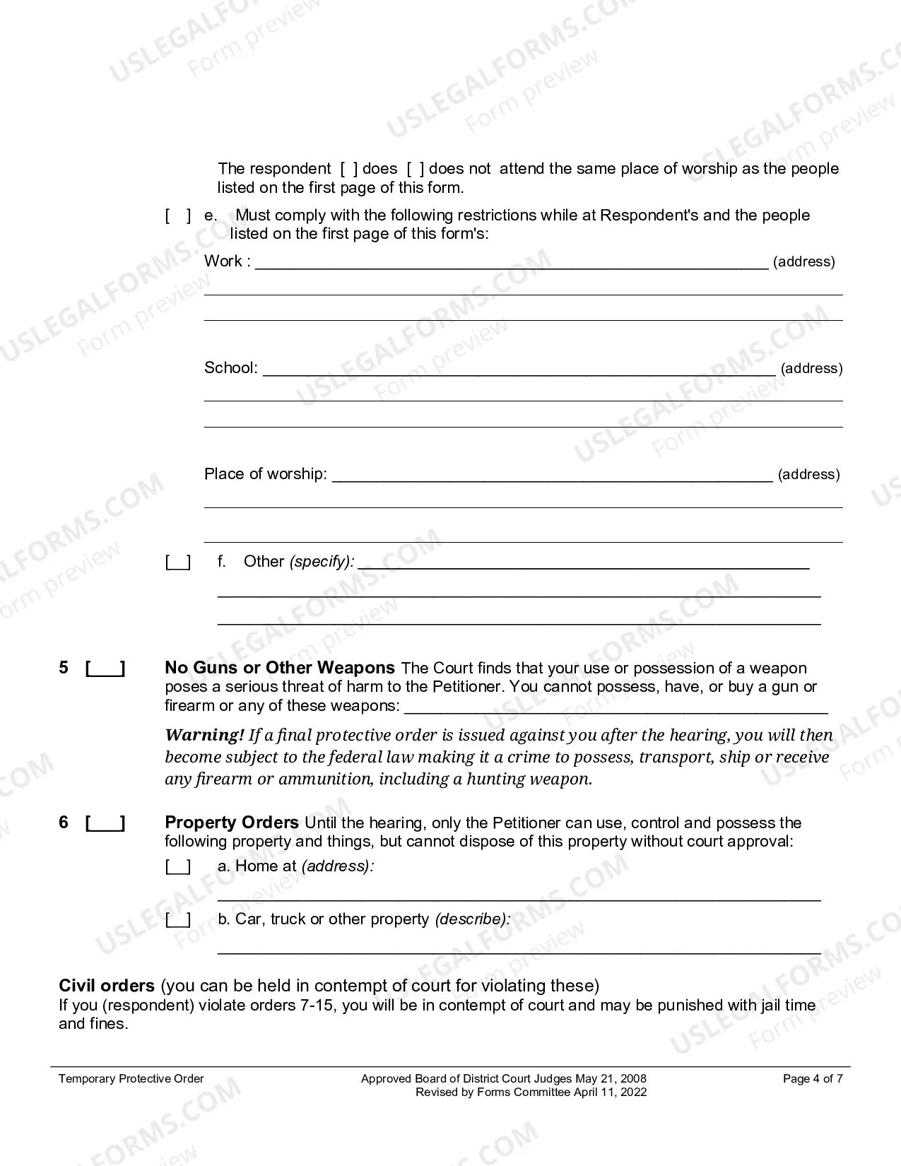 Preview Temporary Protective Order