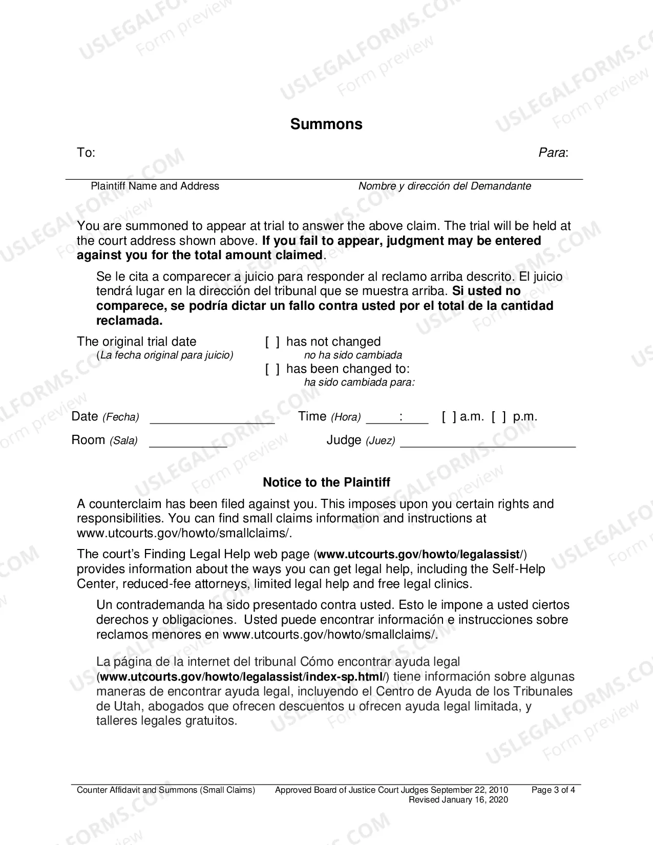 Preview Counter Affidavit And Summons
