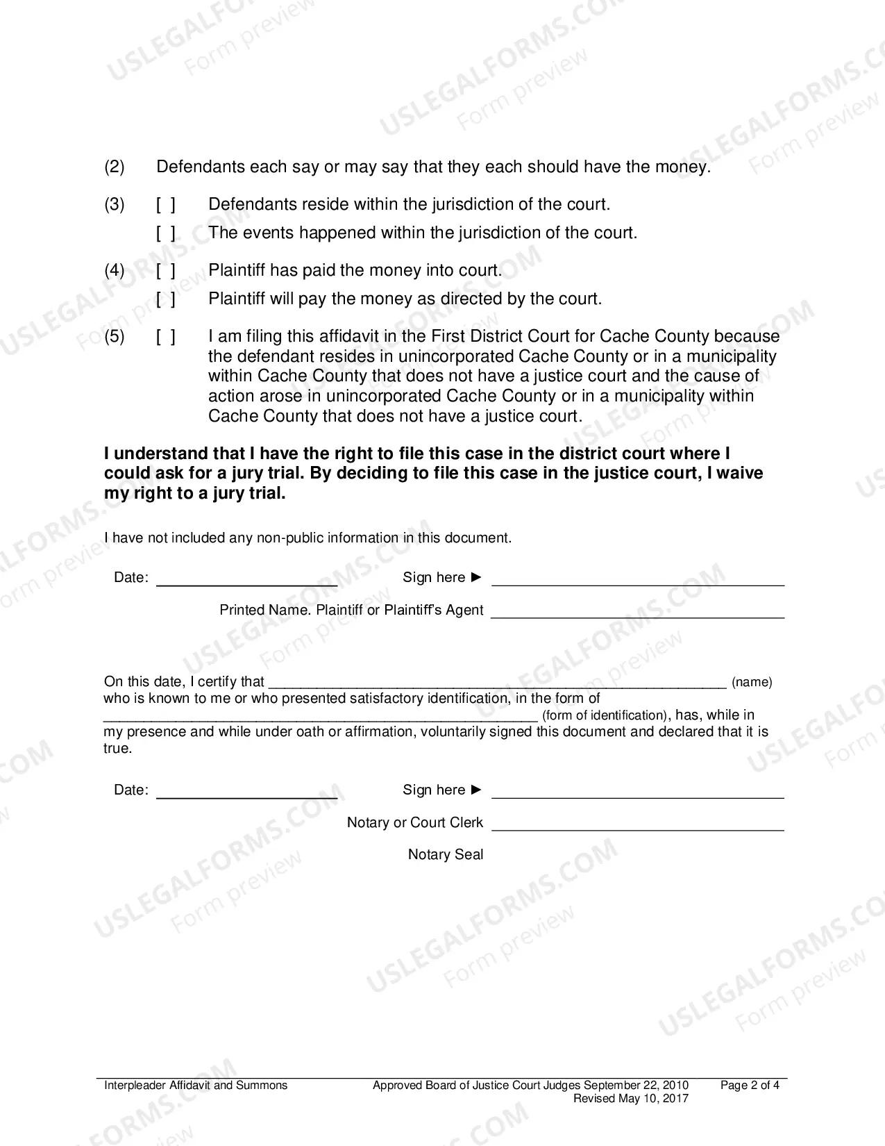 Preview Interpleader Affidavit And Summons