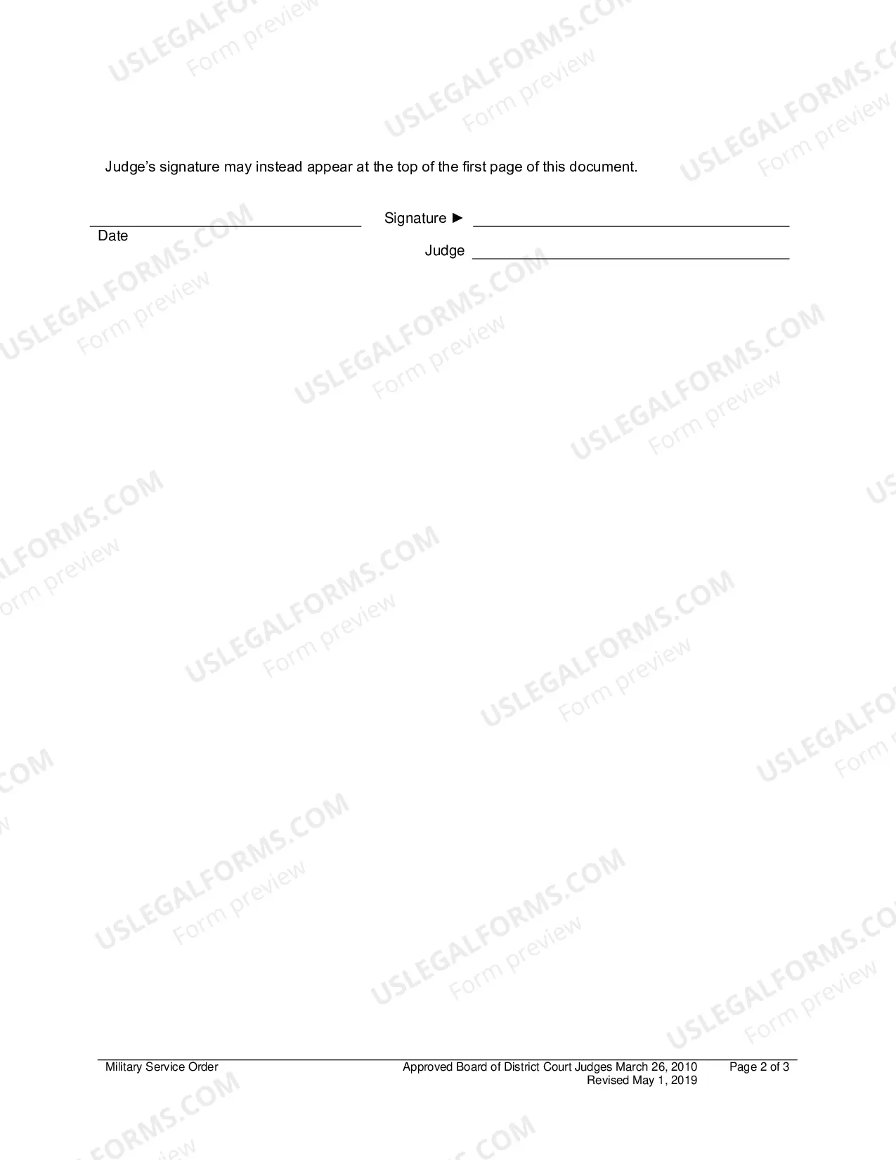 Preview Military Service Order
