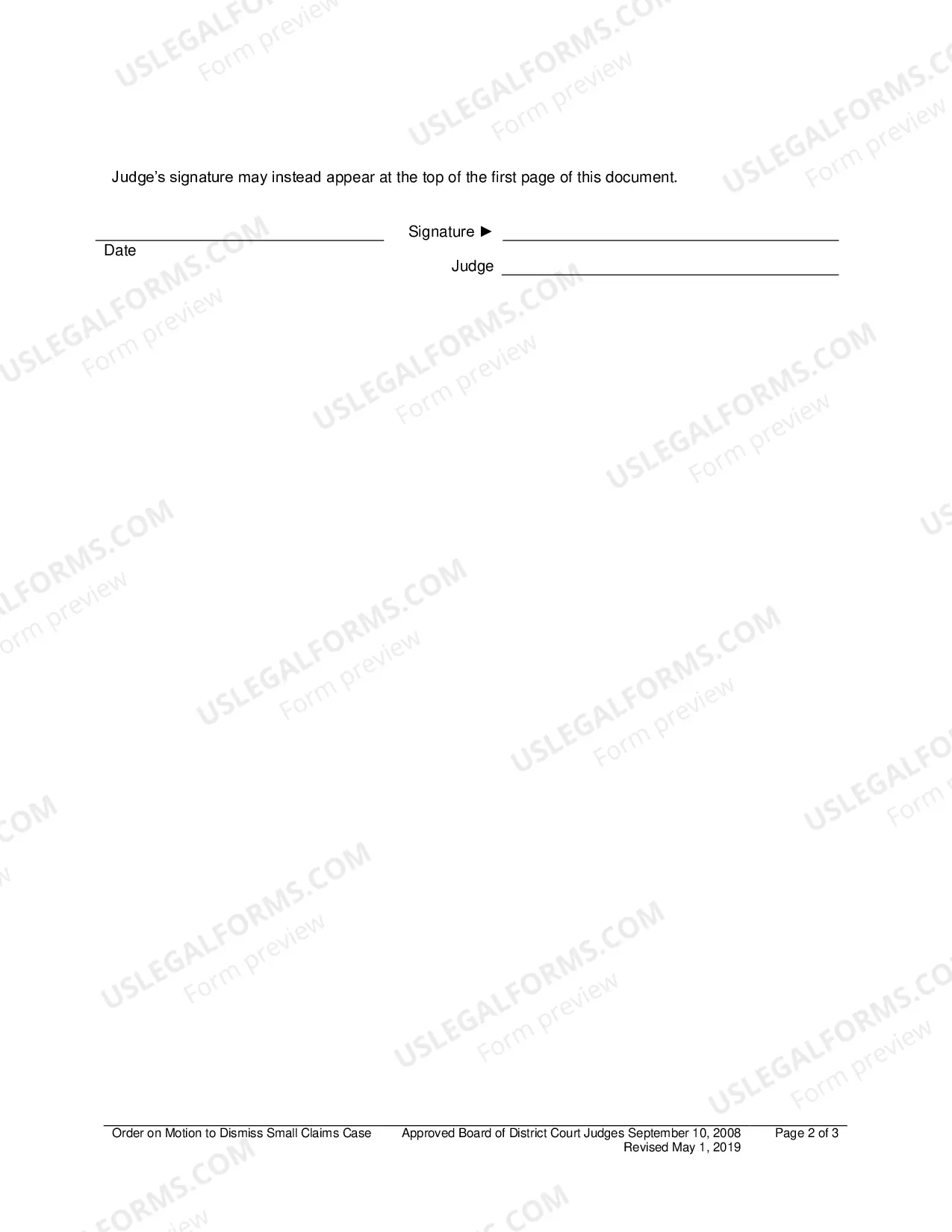 Preview Order On Motion To Dismiss Small Claims Case