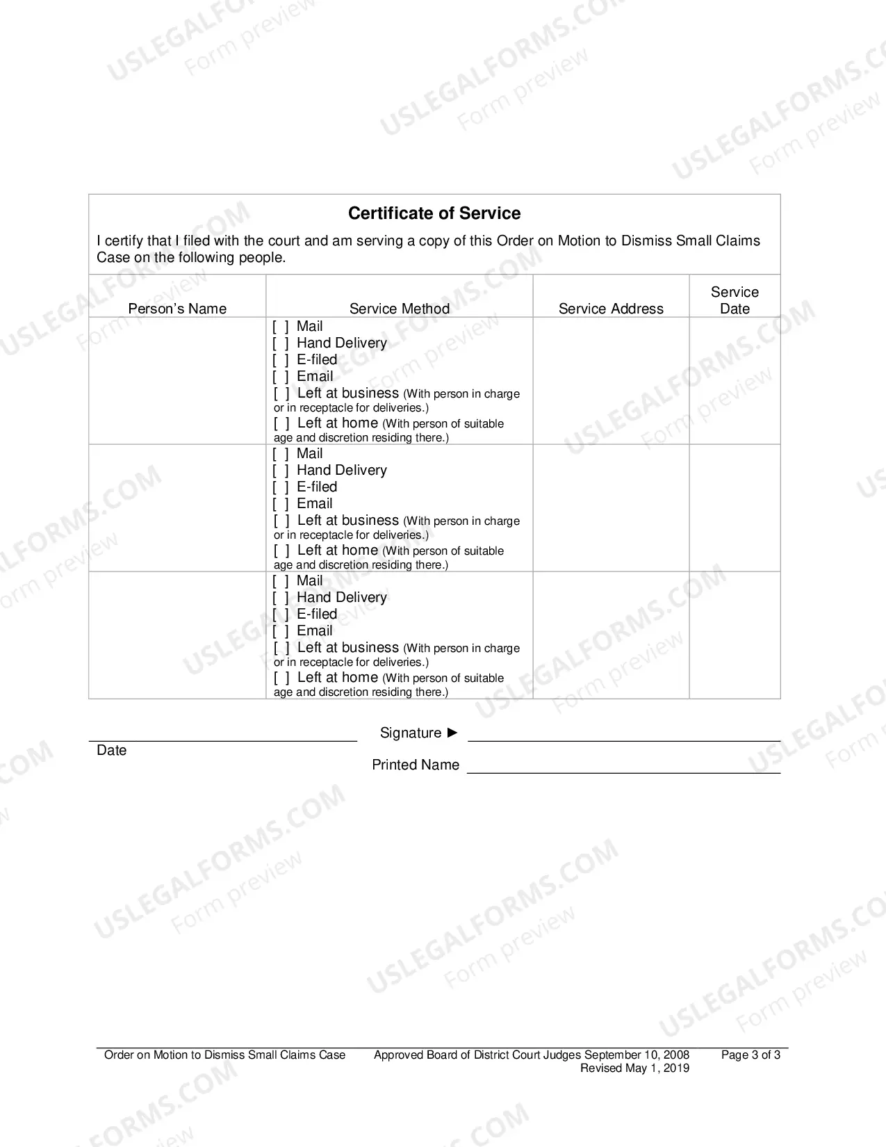 Preview Order On Motion To Dismiss Small Claims Case