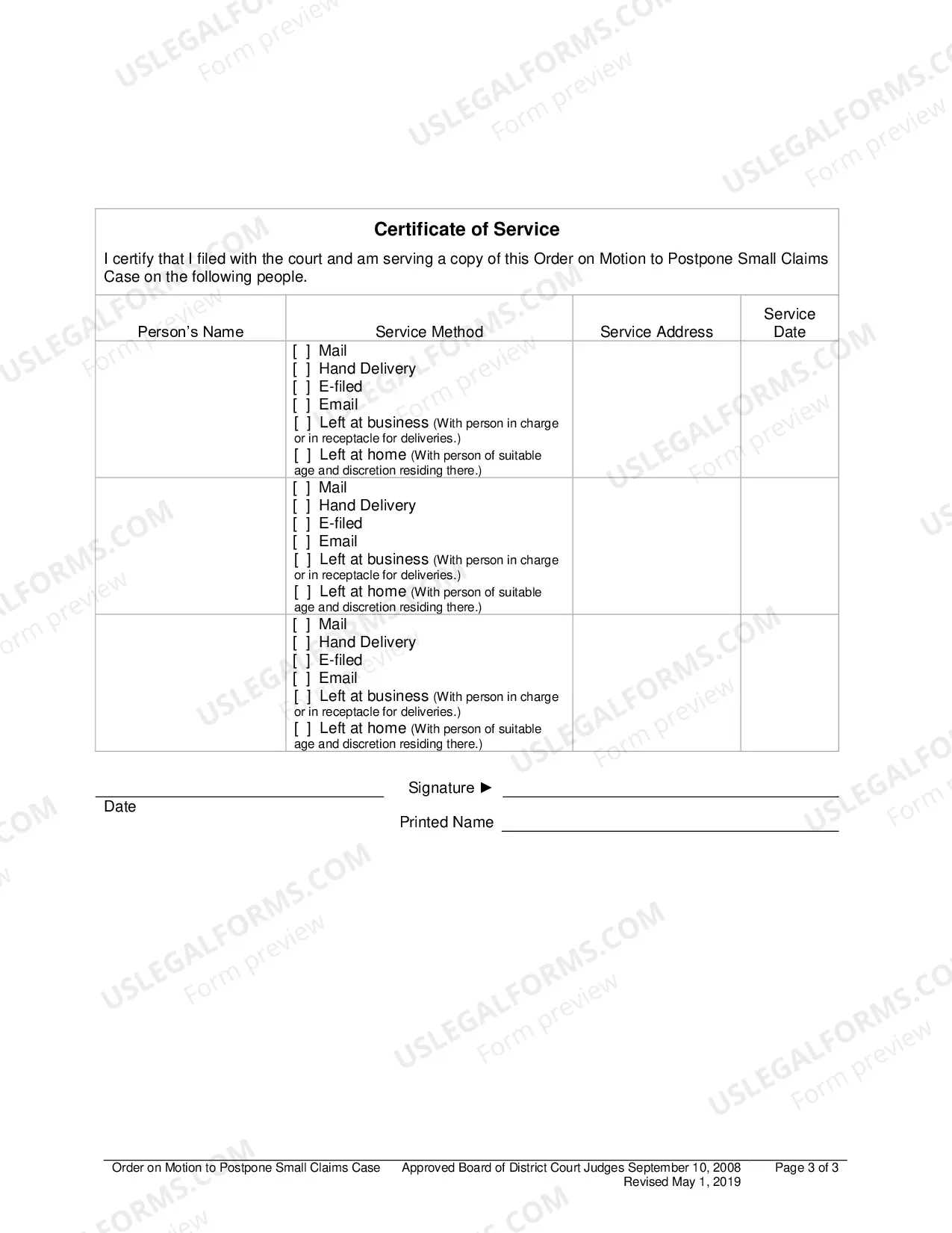 Preview Order on Motion to Postpone