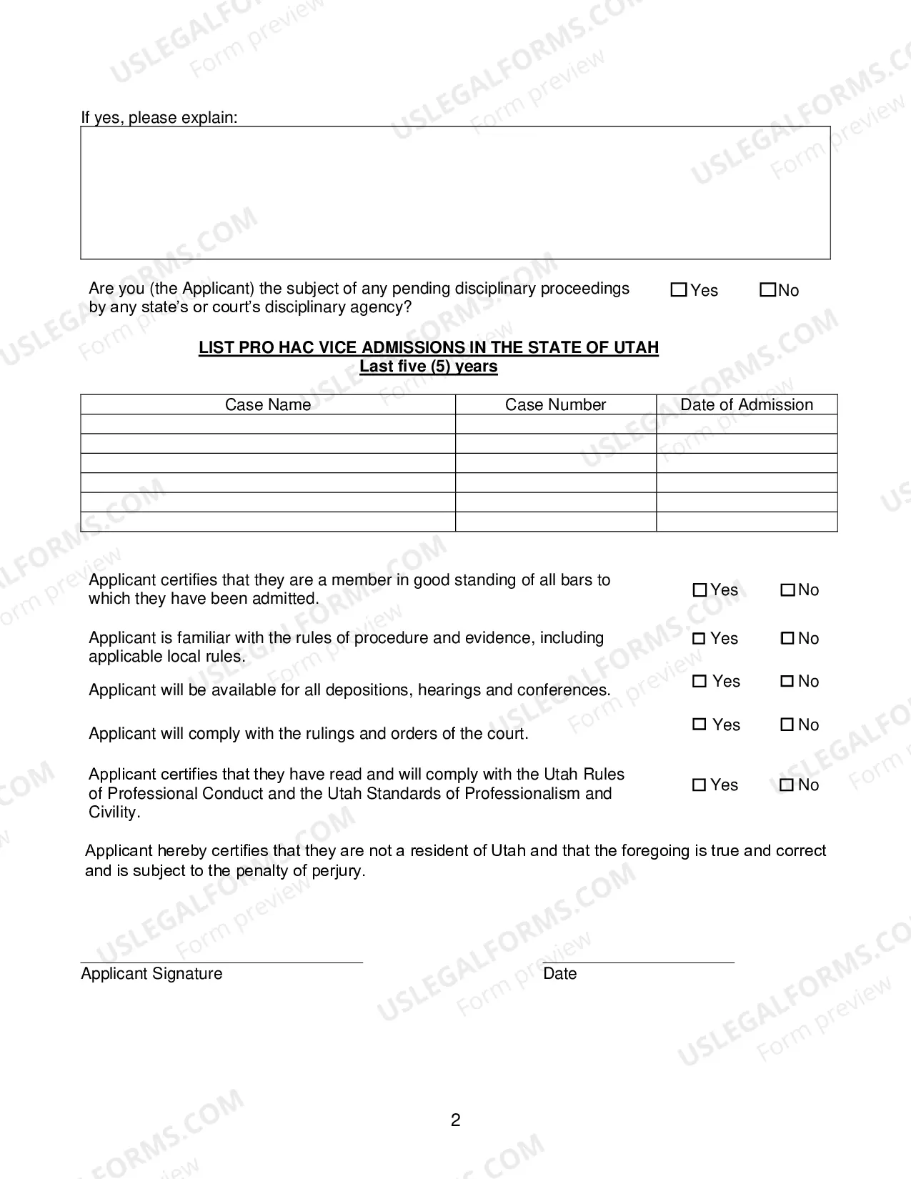 Preview Application For Admission Pro Hac Vice