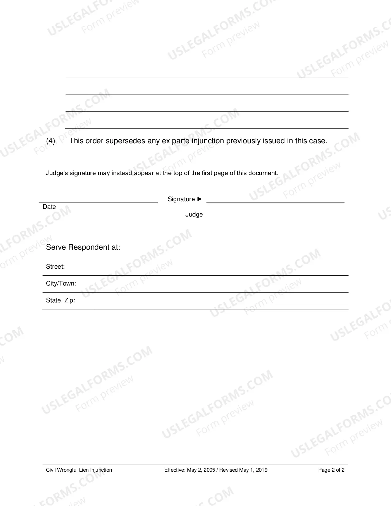 Preview Civil Wrongful Lien Injunction