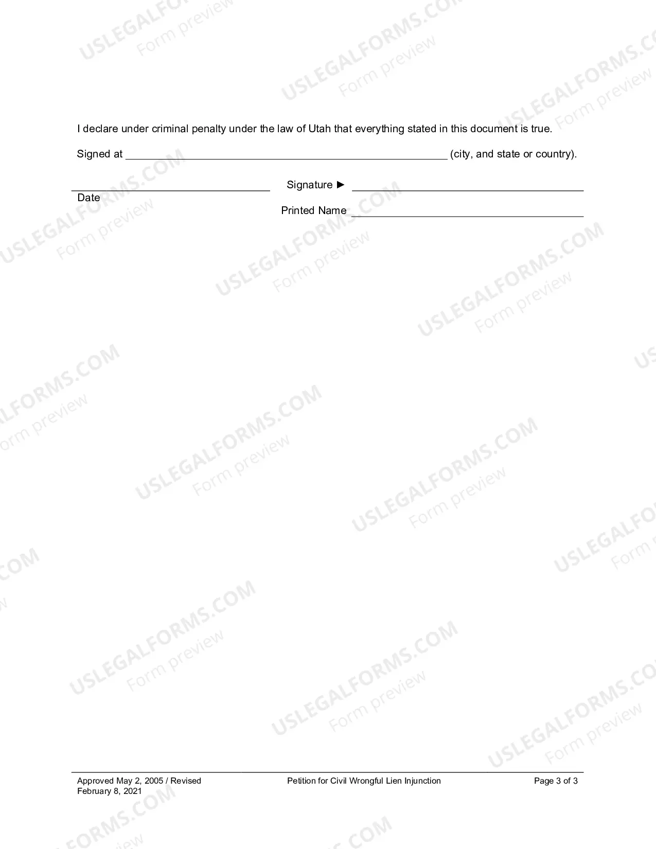 Preview Petition For Civil Wrongful Lien Injunction