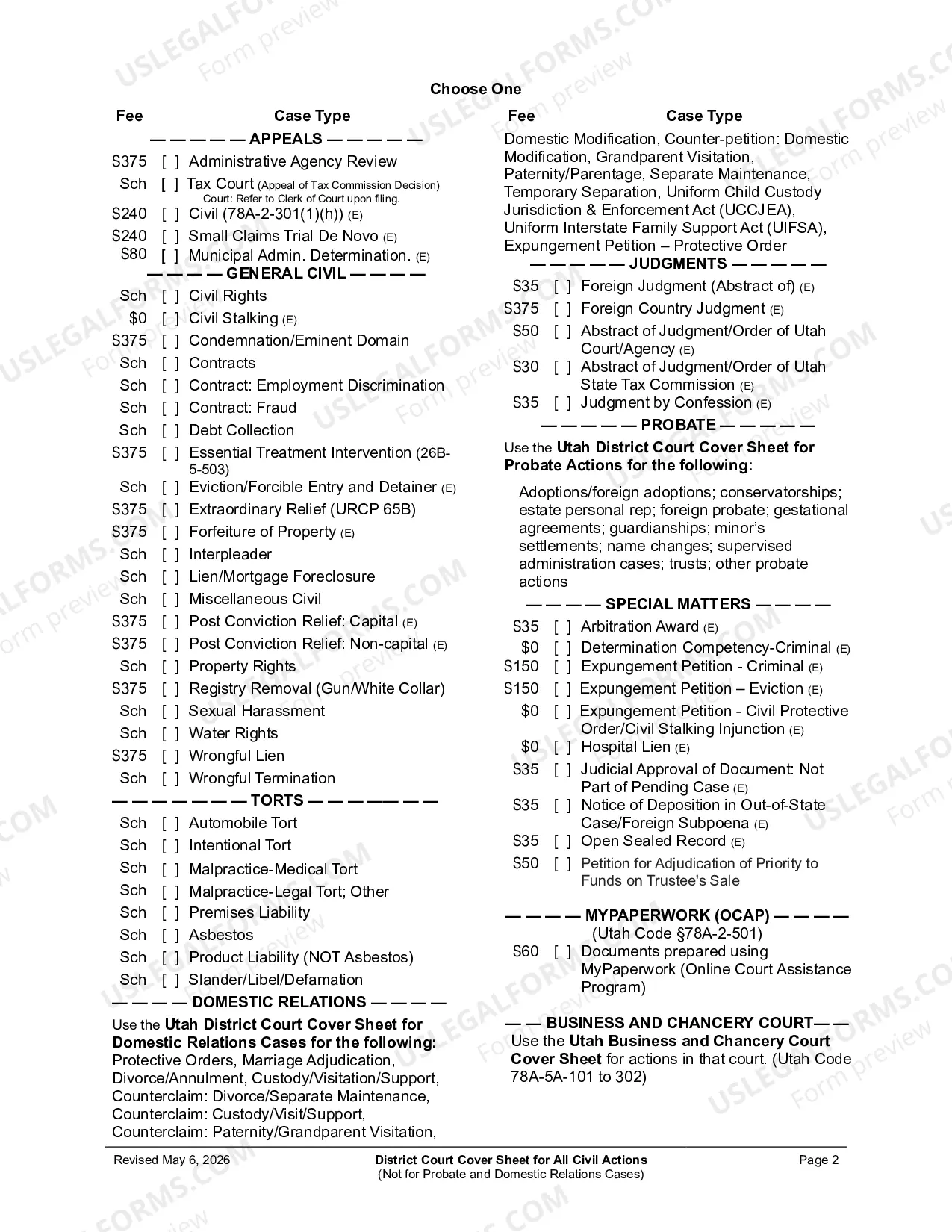 Preview Civil Coversheet