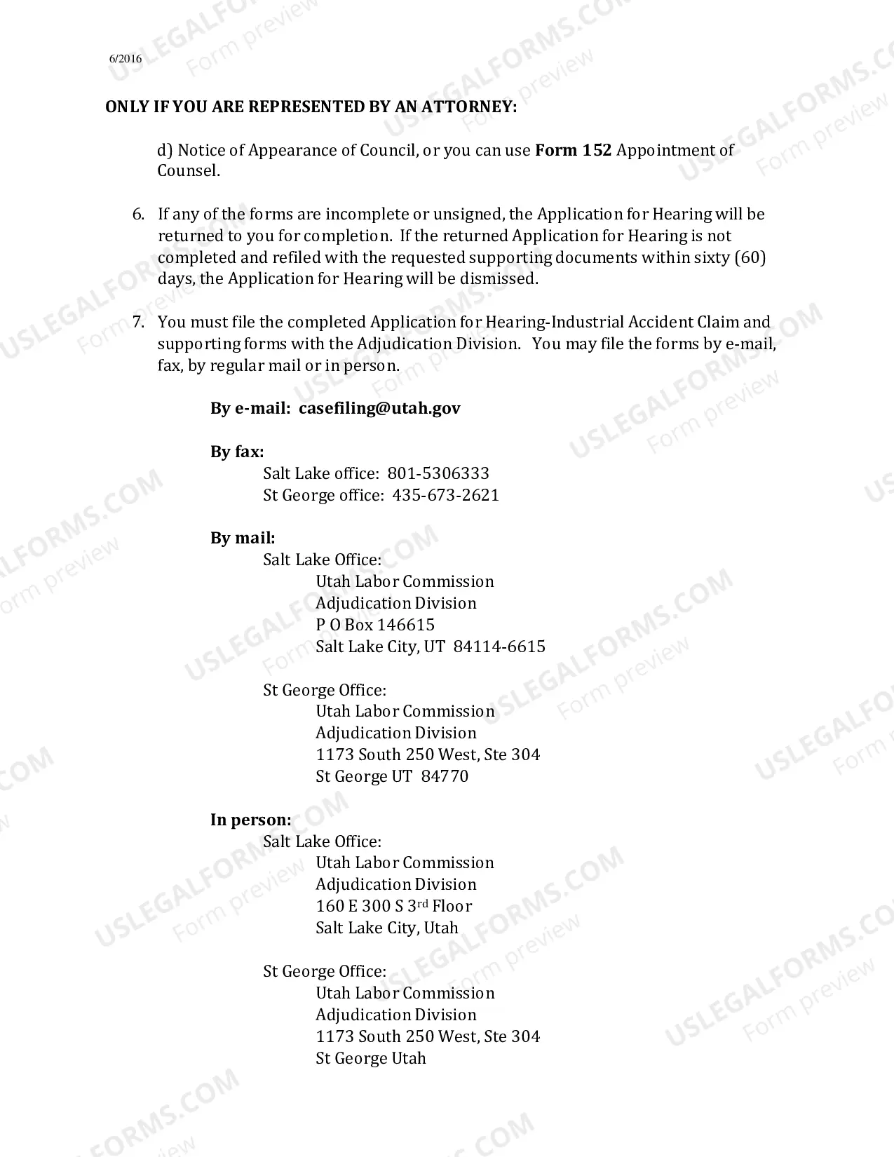 Preview Instructions for Filling out Form 001