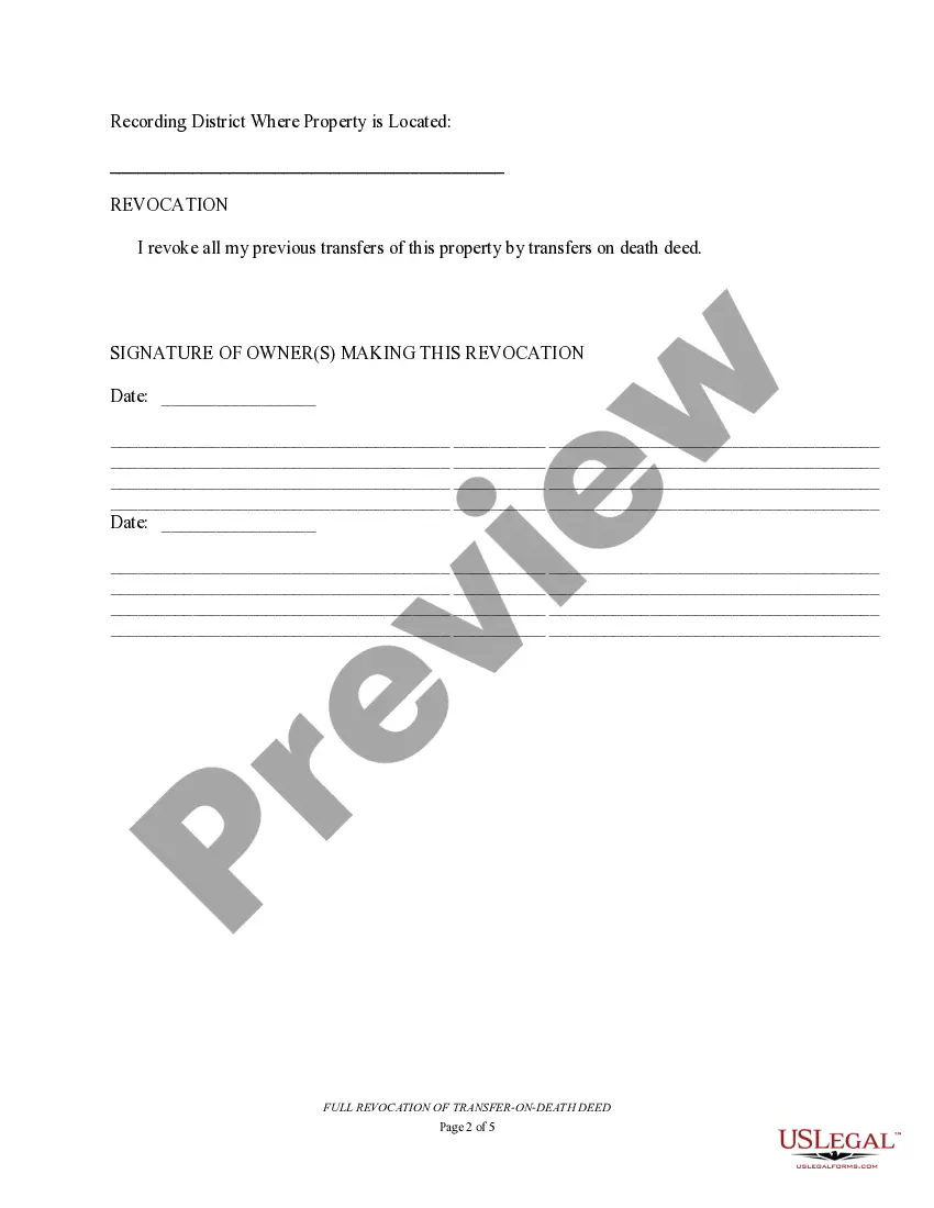 Preview Revocation of Transfer on Death Deed - Beneficiary Deed for Two Grantors