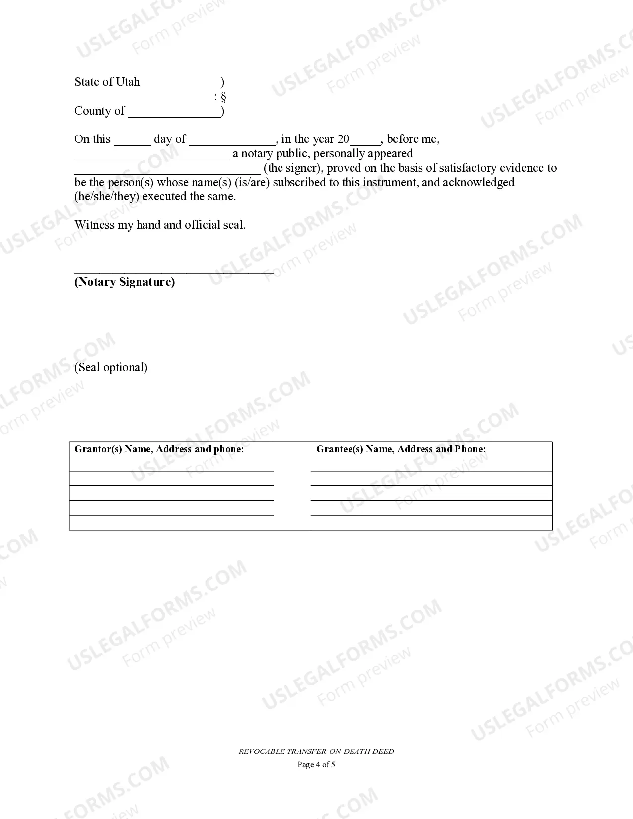 Preview Transfer on Death Deed or TOD - Beneficiary Deed for Individual to a Business Entity