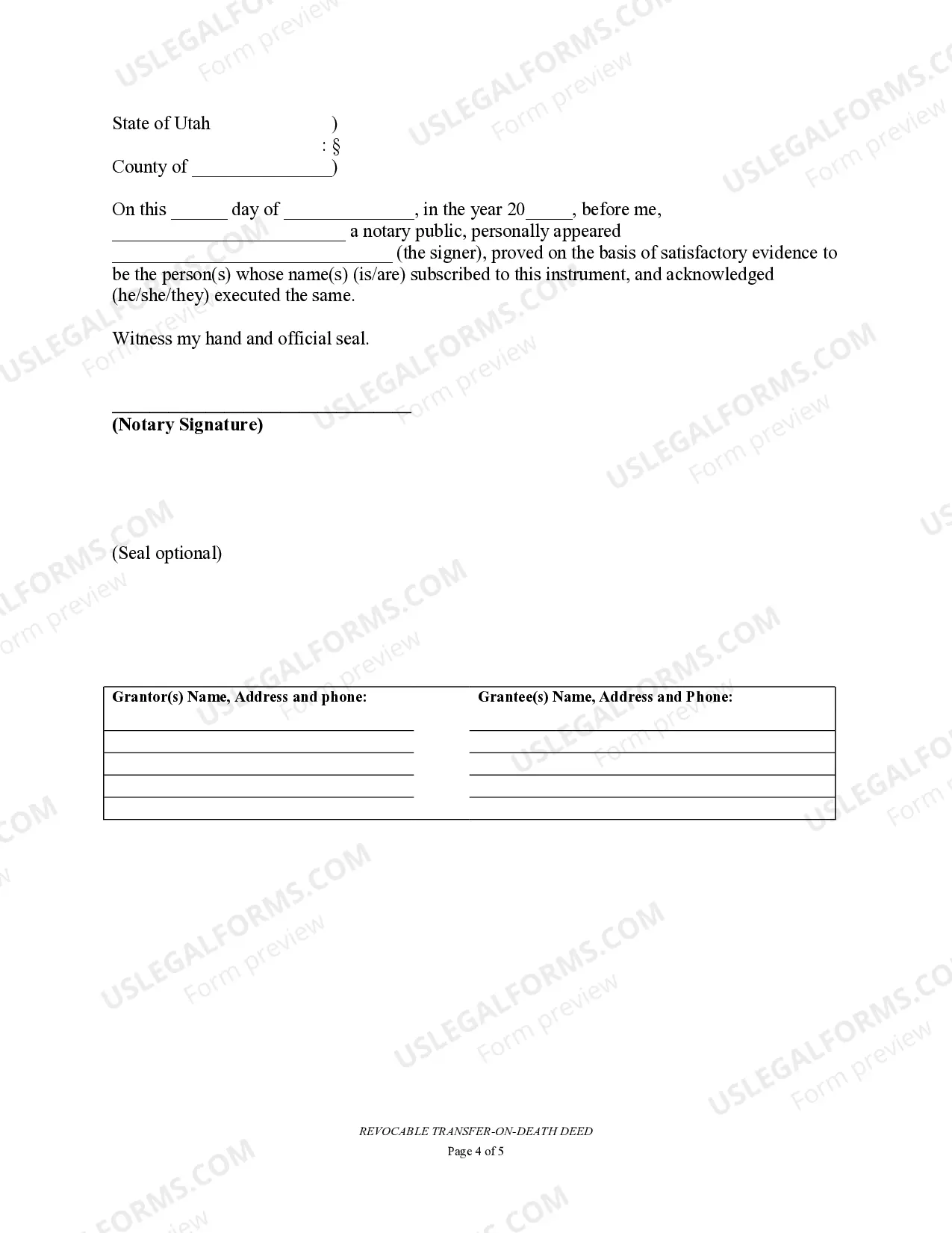 Preview Transfer on Death Deed or TOD - Beneficiary Deed for Individual to a Trust