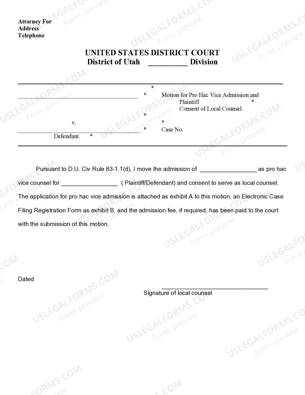 Preview Pro Hac Vice Forms and Procedure
