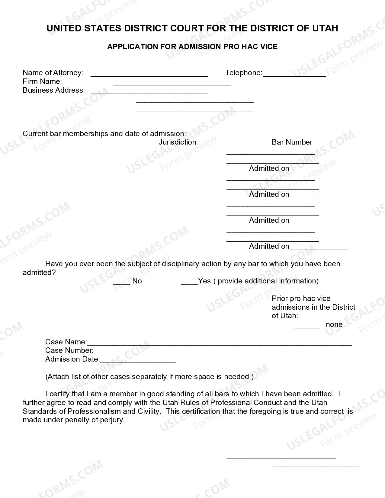 Preview Pro Hac Vice Forms and Procedure