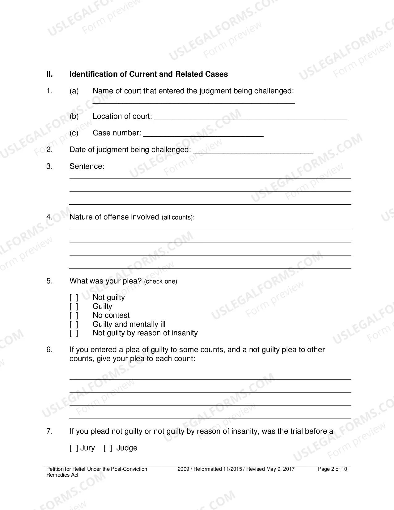 Preview Petition for Relief Under the Post-Conviction Remedies Act