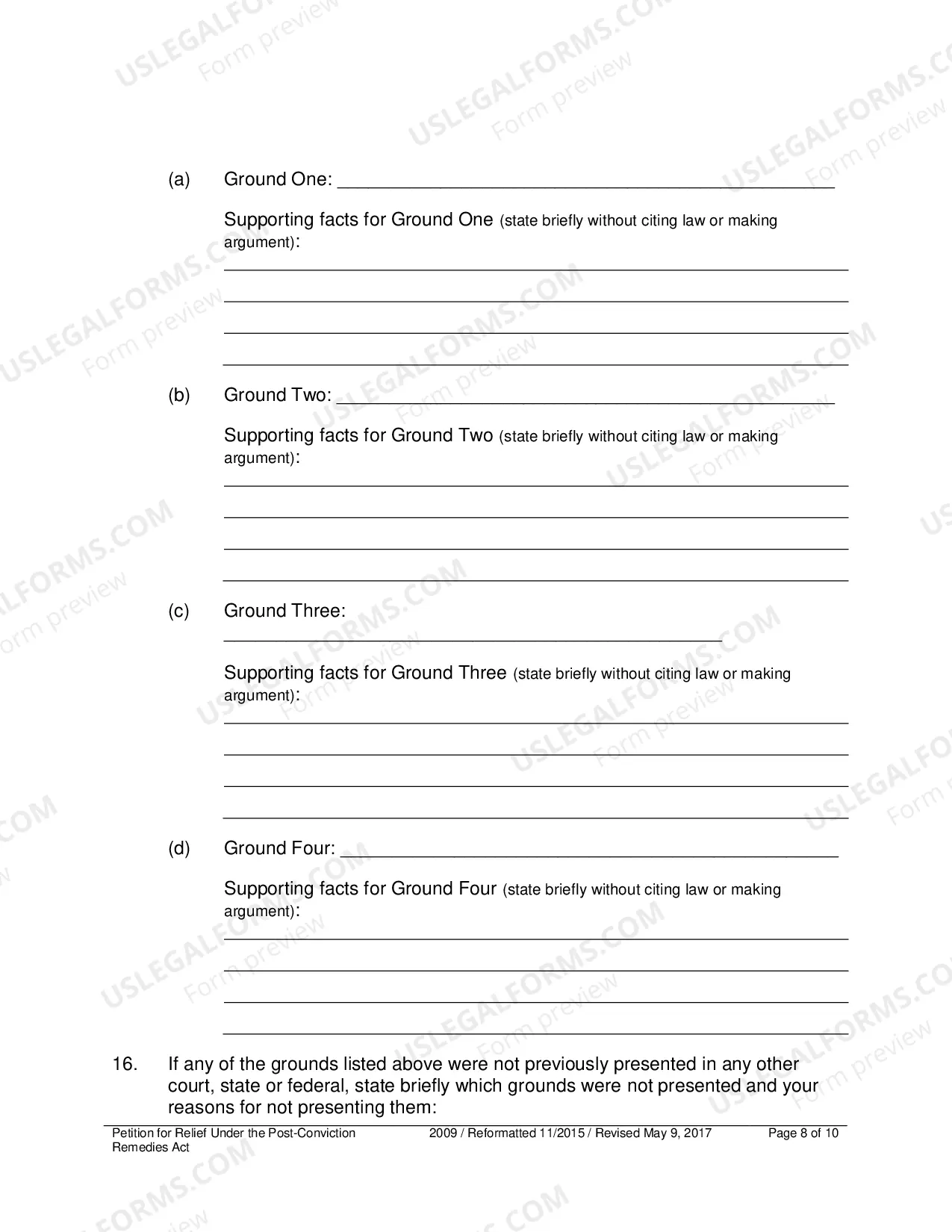 Preview Petition for Relief Under the Post-Conviction Remedies Act
