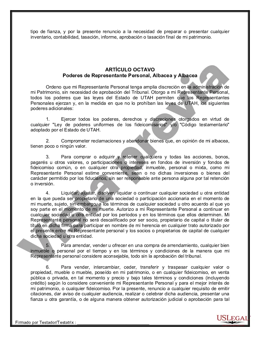 Preview Formulario de última voluntad y testamento legal para persona soltera sin hijos