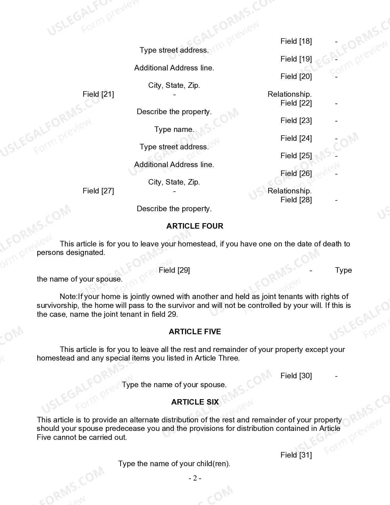 Preview Mutual Wills Package for Married Couple with Adult Children