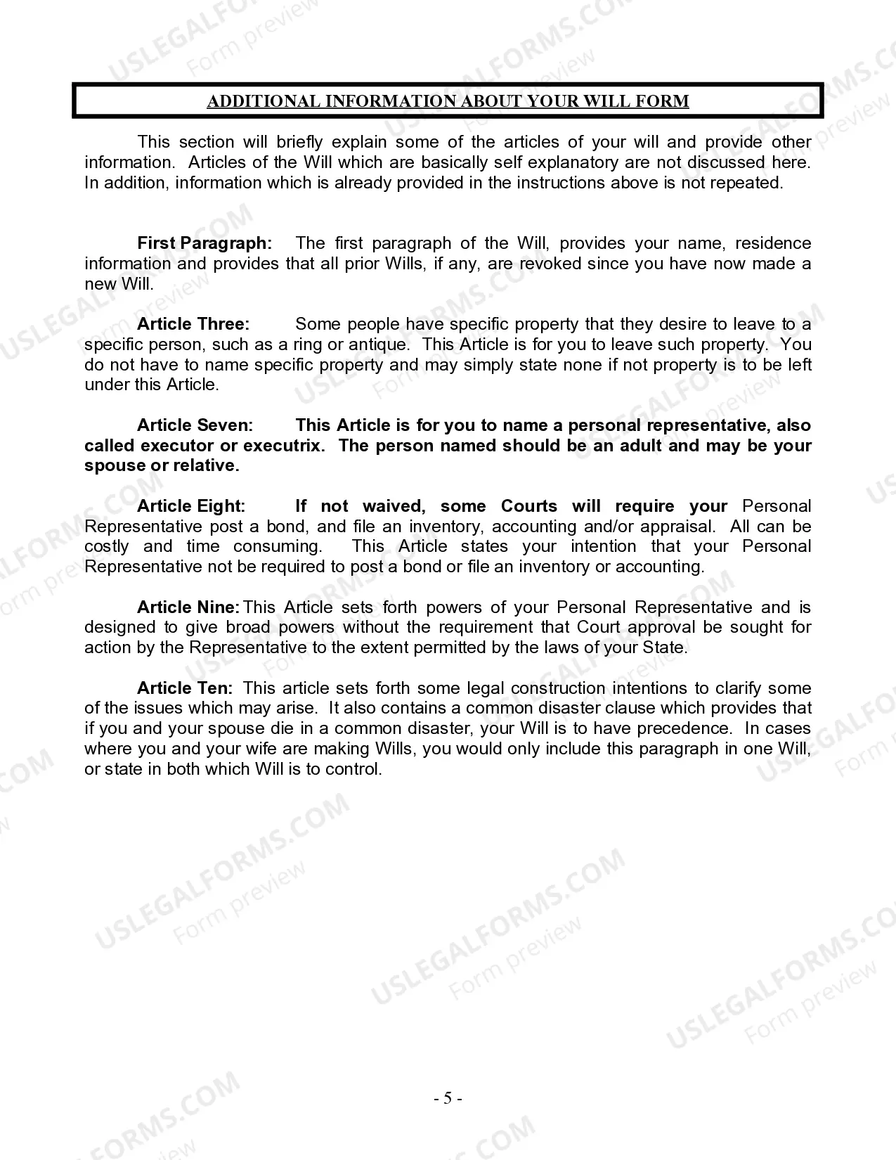 Preview Mutual Wills Package for Married Couple with Adult Children