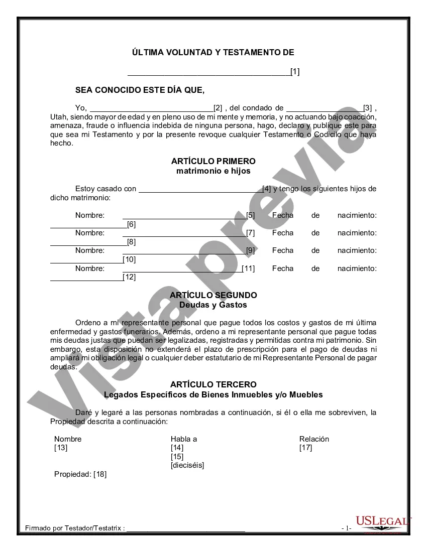 Preview Paquete de Voluntades Mutuas con Últimas Voluntades y Testamentos para Pareja Casada con Hijos Menores