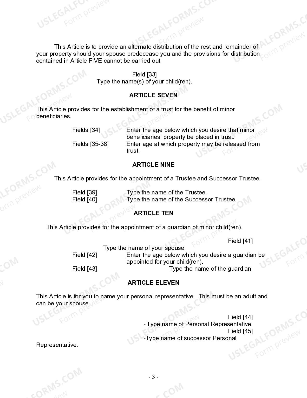 Preview Mutual Wills Package for Married Couple with Adult and Minor Children
