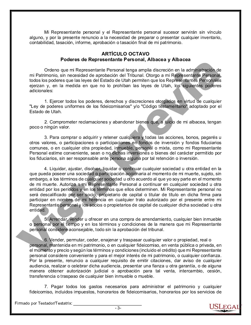 Preview Formulario de testamento y última voluntad legal para viuda o viudo con hijos adultos