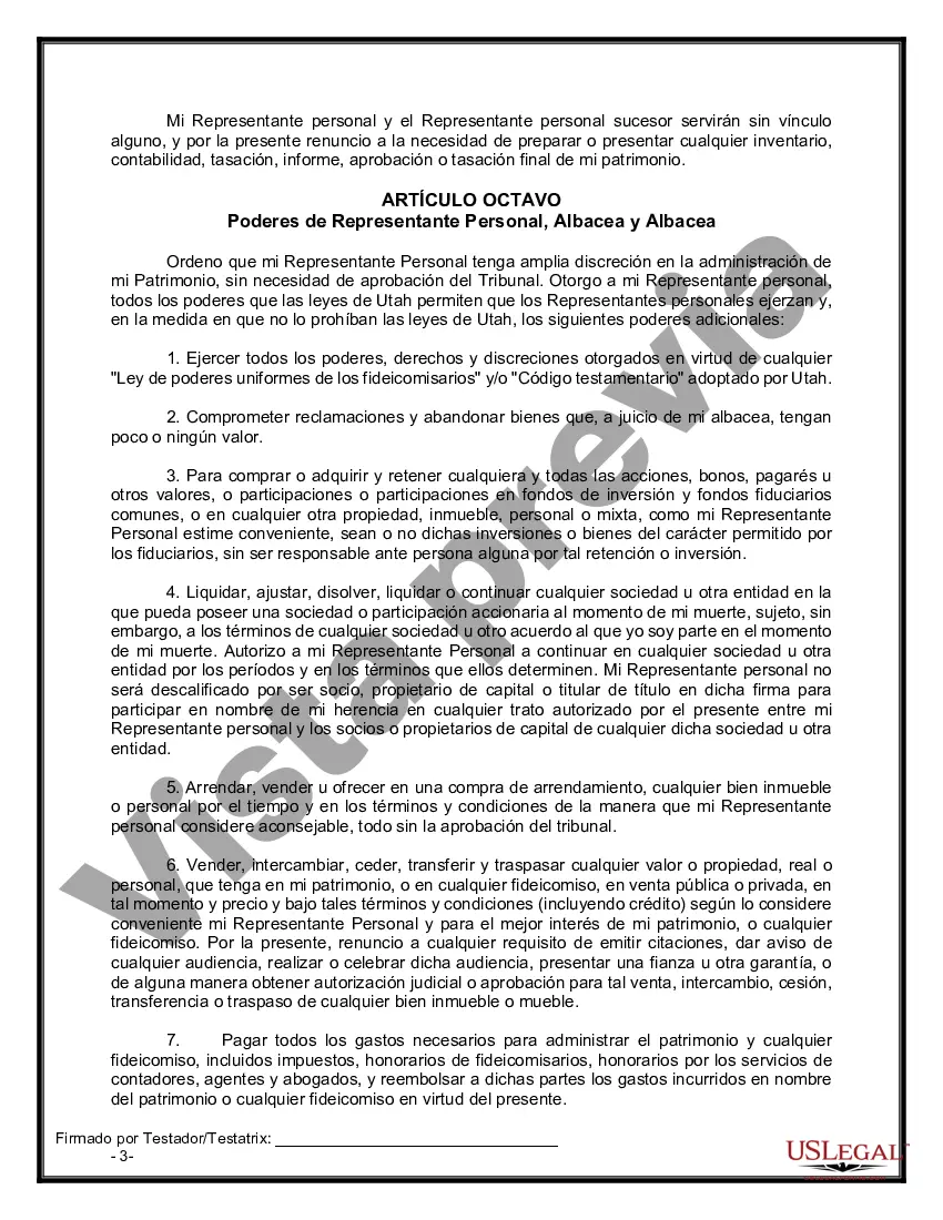 Preview Formulario de última voluntad legal para una viuda o viudo sin hijos