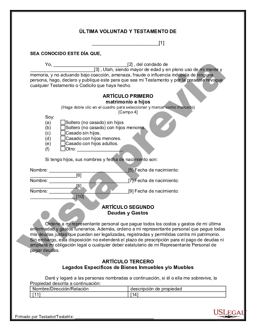 Preview Última voluntad y testamento para otras personas