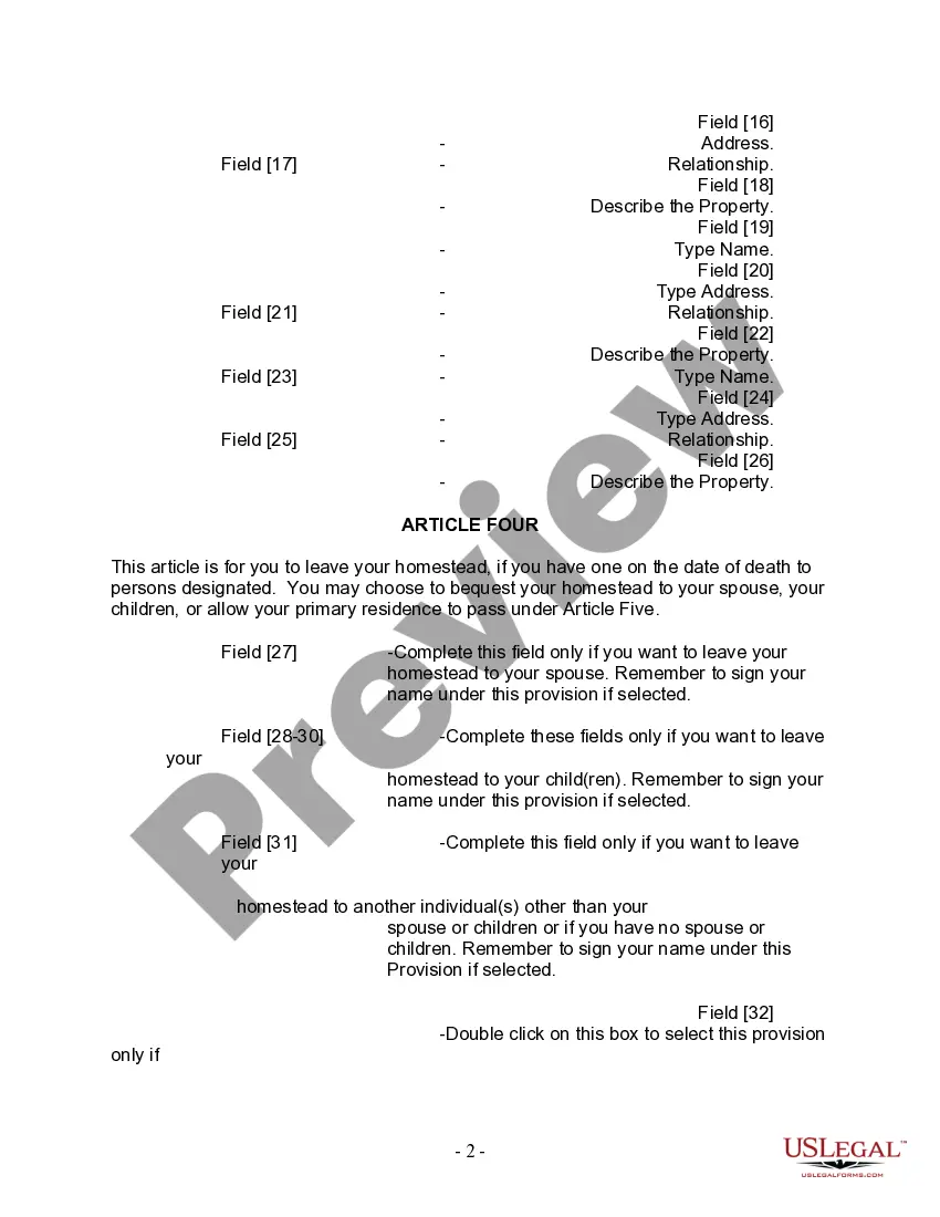 Preview Last Will and Testament for other Persons