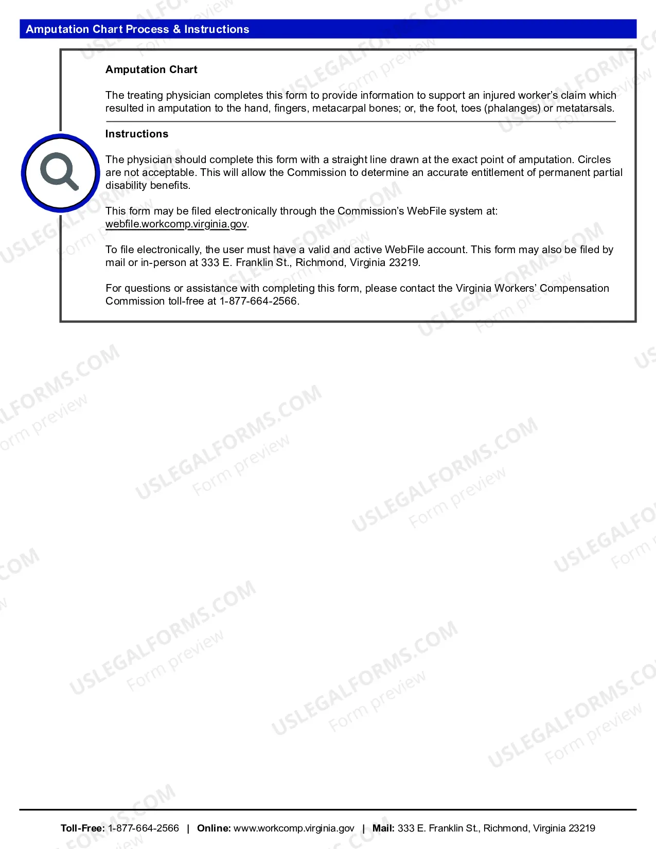 Preview Amputation Chart - Foot for Workers' Compensation