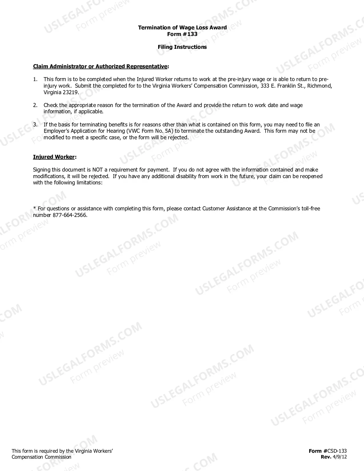 Preview Termination of Wage Loss Award for Workers' Compensation
