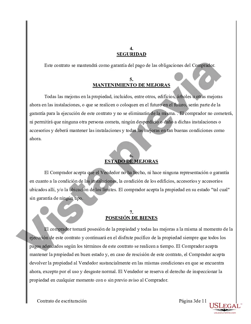 Preview Acuerdo o Contrato de Escritura de Venta y Compra de Bienes Raíces a/k/a Terreno o Contrato de Ejecución