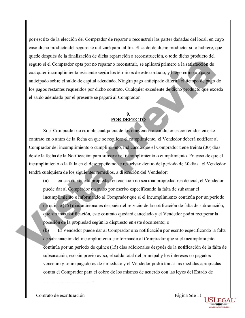 Preview Acuerdo o Contrato de Escritura de Venta y Compra de Bienes Raíces a/k/a Terreno o Contrato de Ejecución