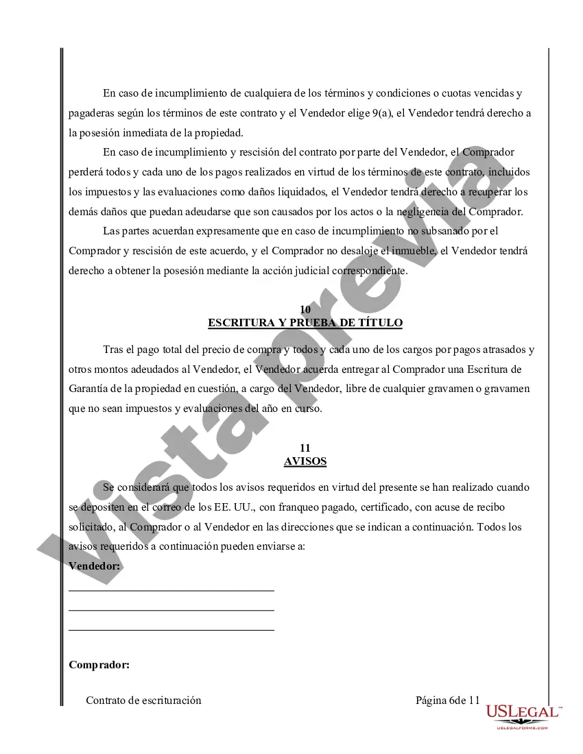 Preview Acuerdo o Contrato de Escritura de Venta y Compra de Bienes Raíces a/k/a Terreno o Contrato de Ejecución