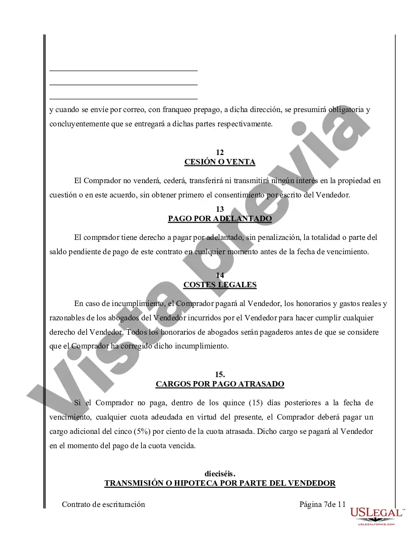 Preview Acuerdo o Contrato de Escritura de Venta y Compra de Bienes Raíces a/k/a Terreno o Contrato de Ejecución
