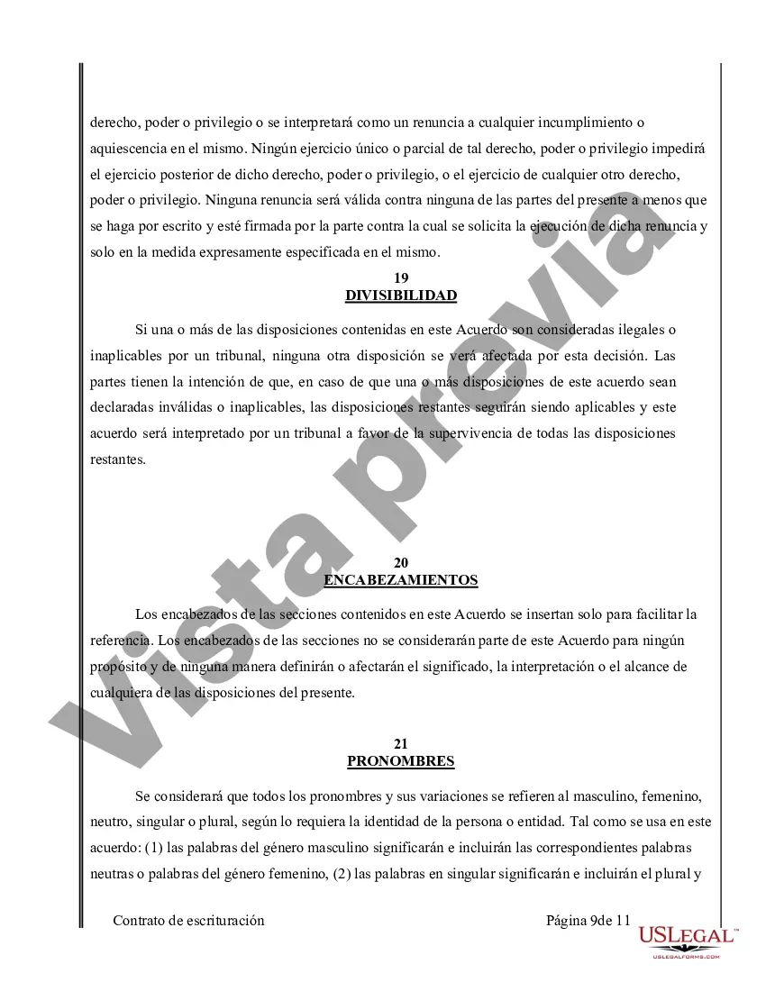 Preview Acuerdo o Contrato de Escritura de Venta y Compra de Bienes Raíces a/k/a Terreno o Contrato de Ejecución