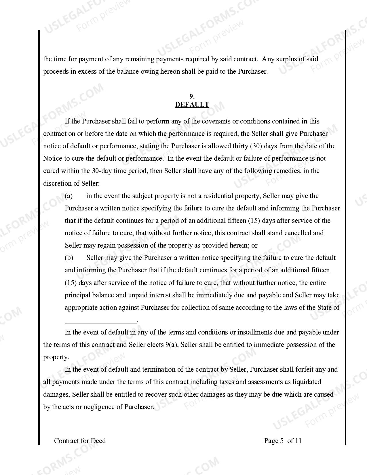 Preview Agreement or Contract for Deed for Sale and Purchase of Real Estate a/k/a Land or Executory Contract