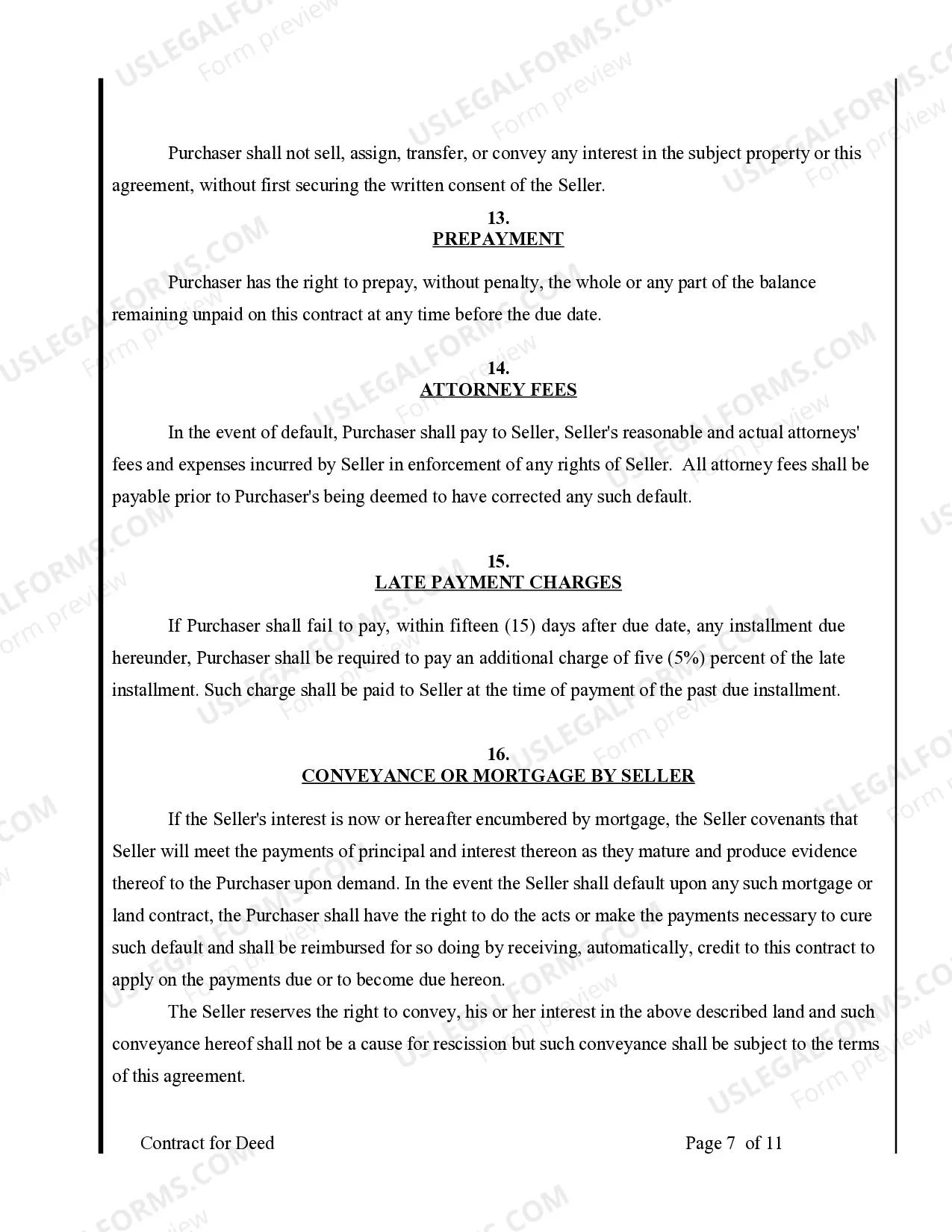 Preview Agreement or Contract for Deed for Sale and Purchase of Real Estate a/k/a Land or Executory Contract