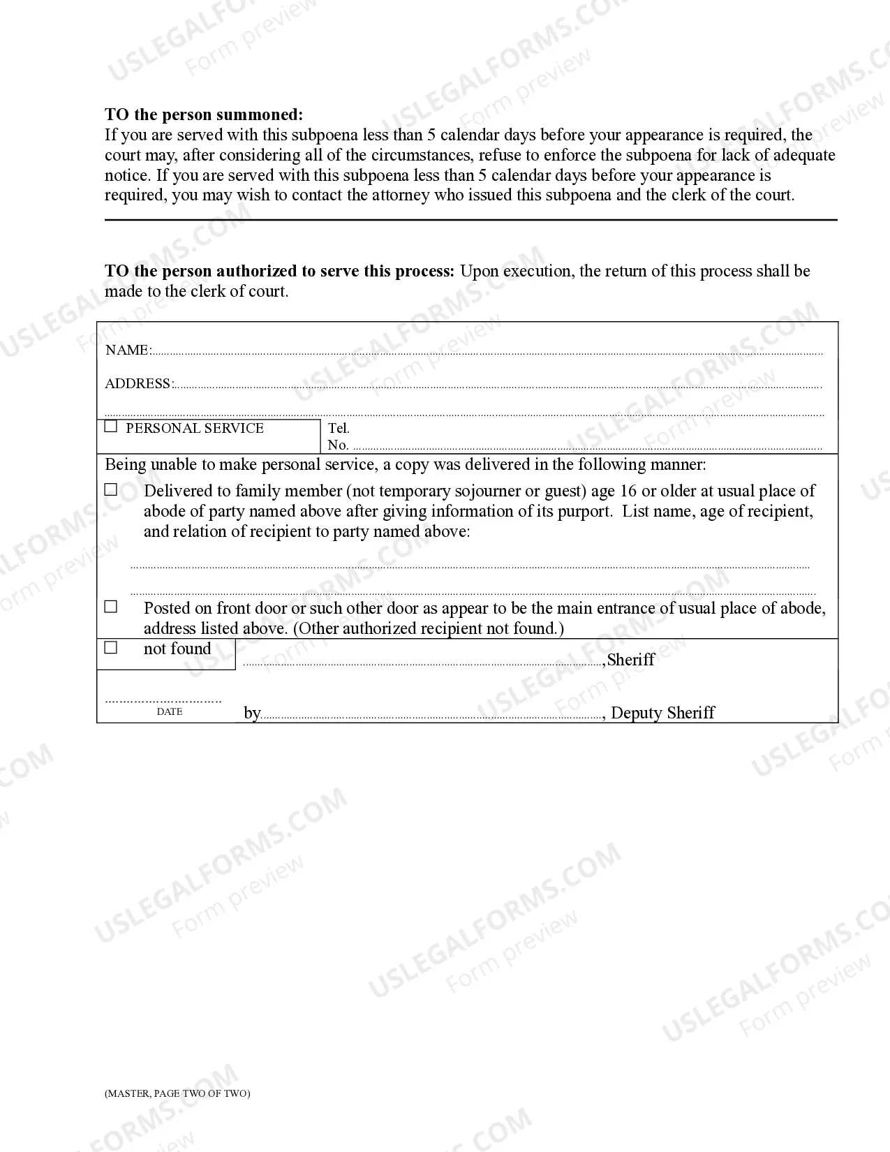 Preview Subpoena for Witness for Workers' Compensation