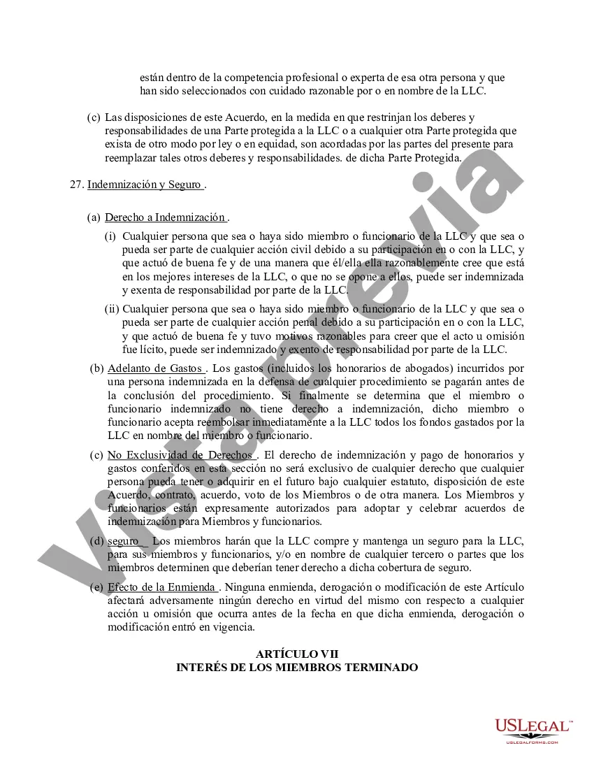 Preview Acuerdo Operativo de Sociedad de Responsabilidad Limitada LLC