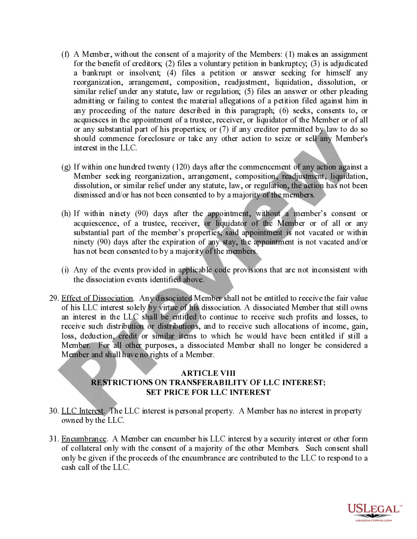 Preview Limited Liability Company LLC Operating Agreement