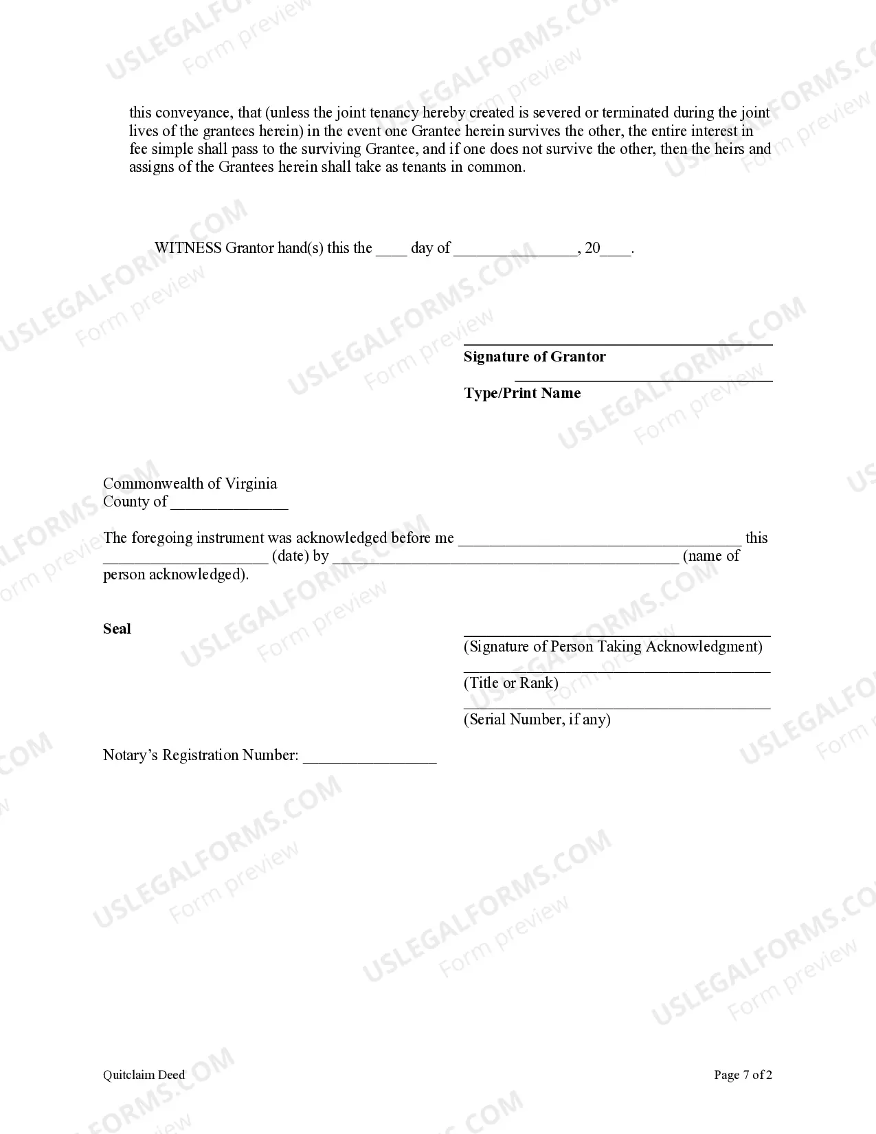 Preview Quitclaim Deed from Individual to Husband and Wife