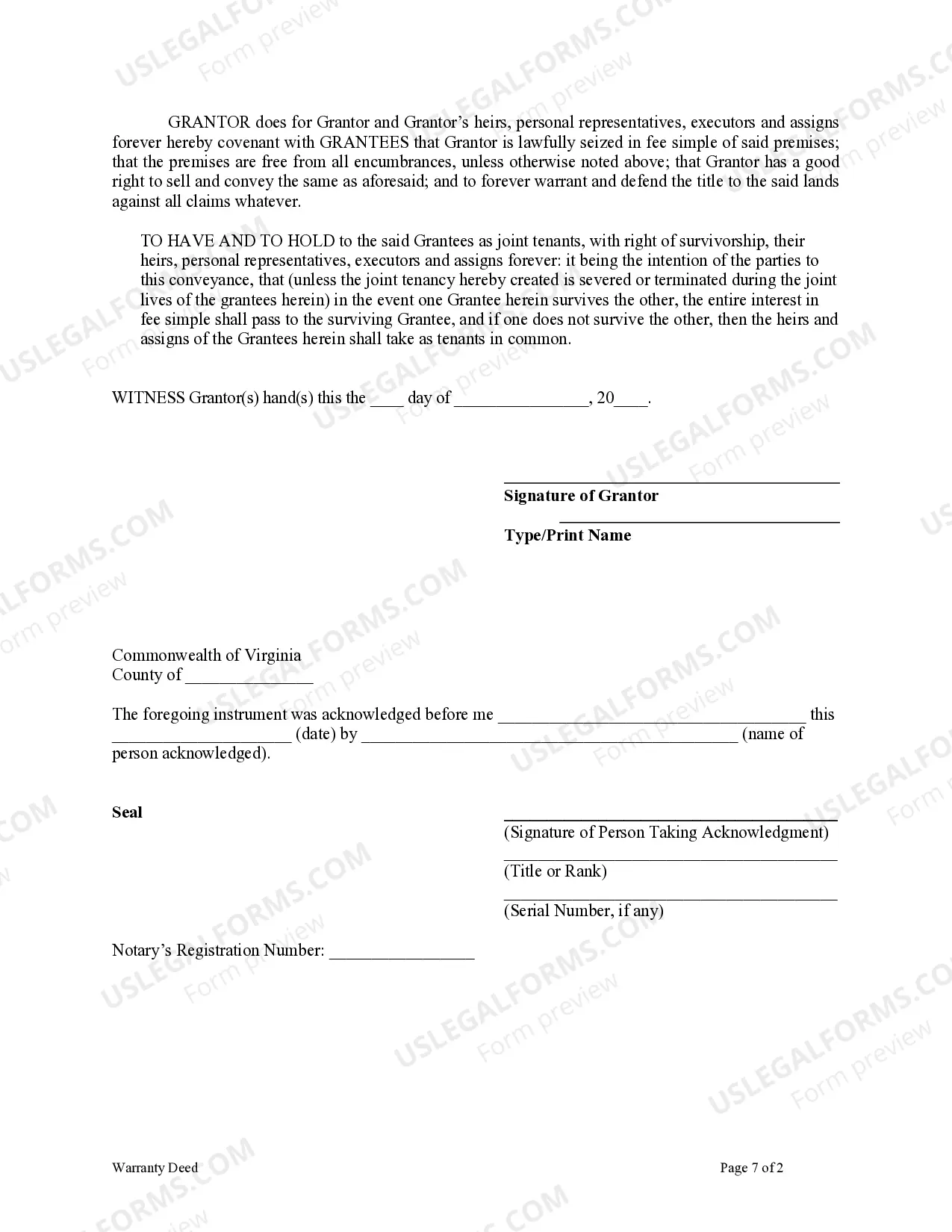 Preview Warranty Deed from Individual to Husband and Wife