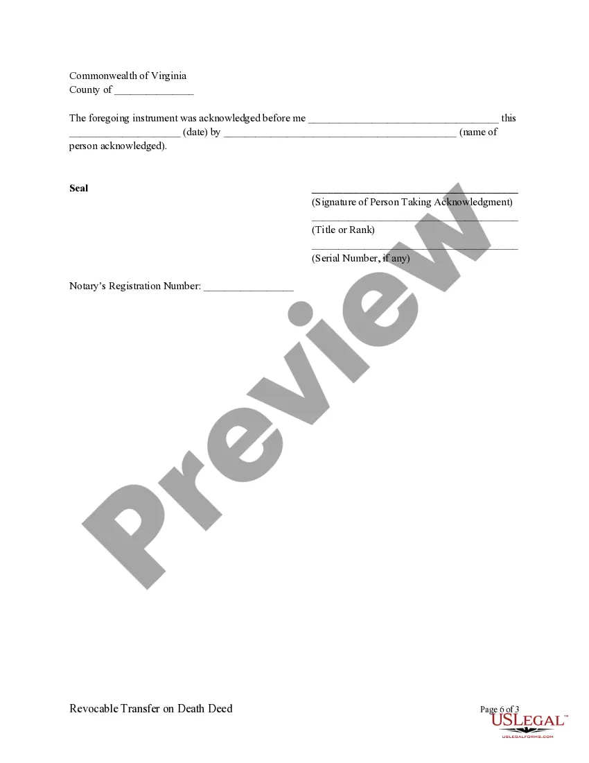 Get Revocable Transfer on Death Deed from Individual to Individual Preview Revocable Transfer on Death Deed from Individual to Individual