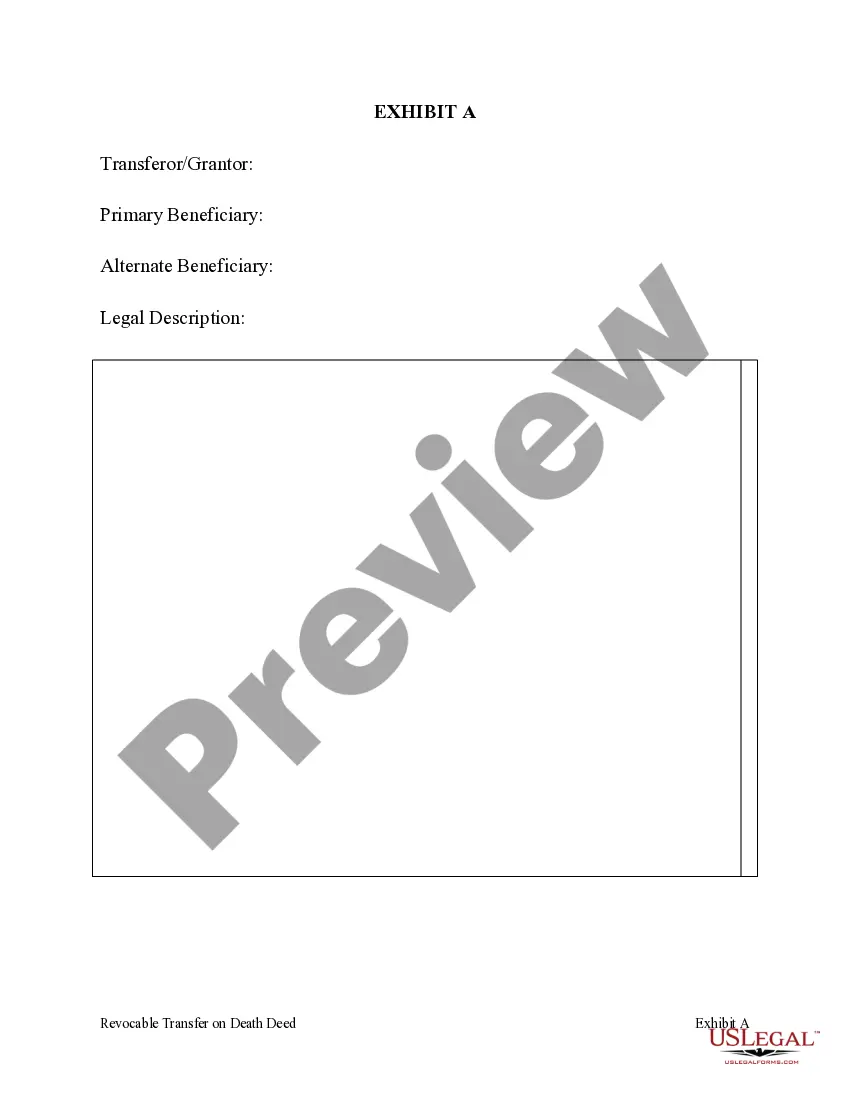 Get Revocable Transfer on Death Deed from Individual to Individual Preview Revocable Transfer on Death Deed from Individual to Individual