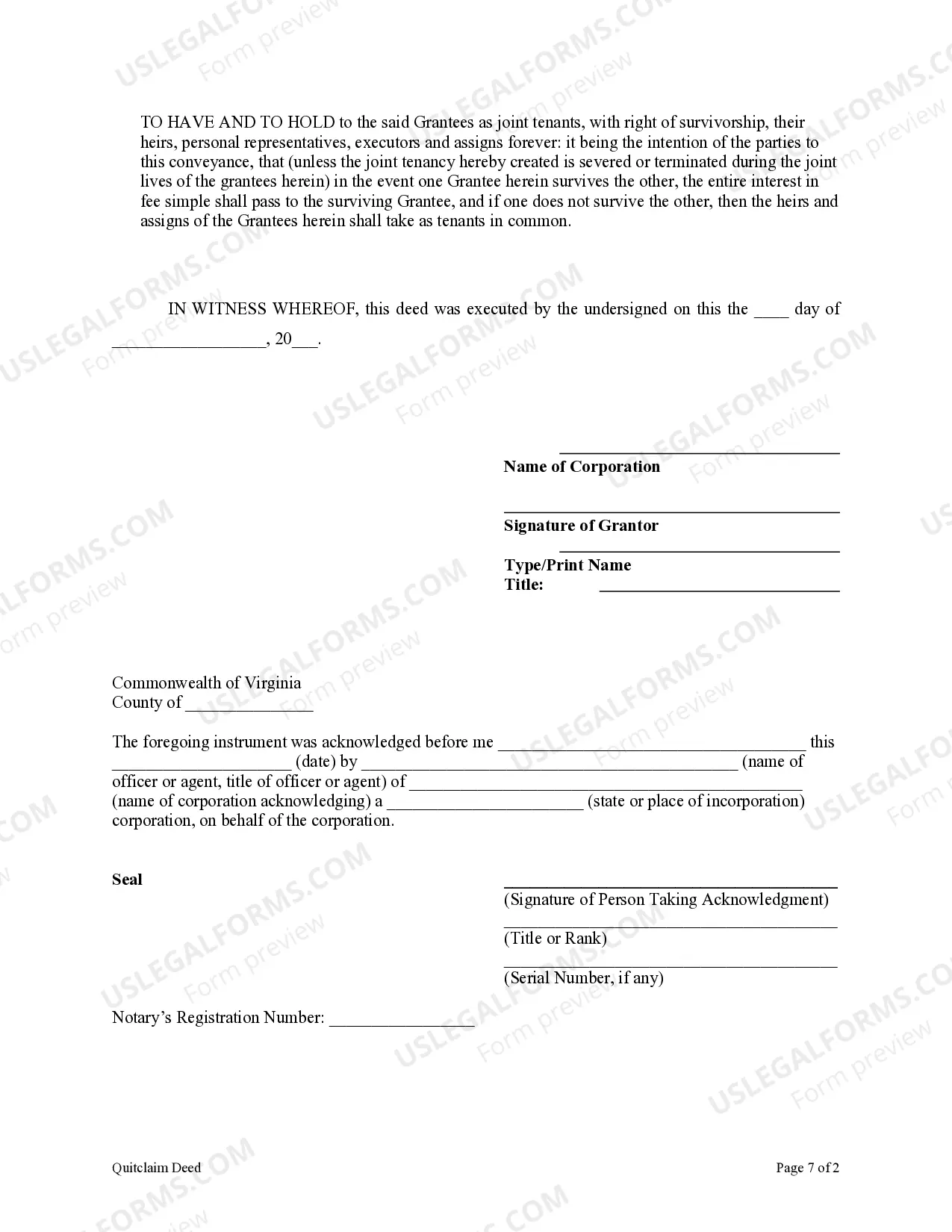 Preview Quitclaim Deed from Corporation to Husband and Wife