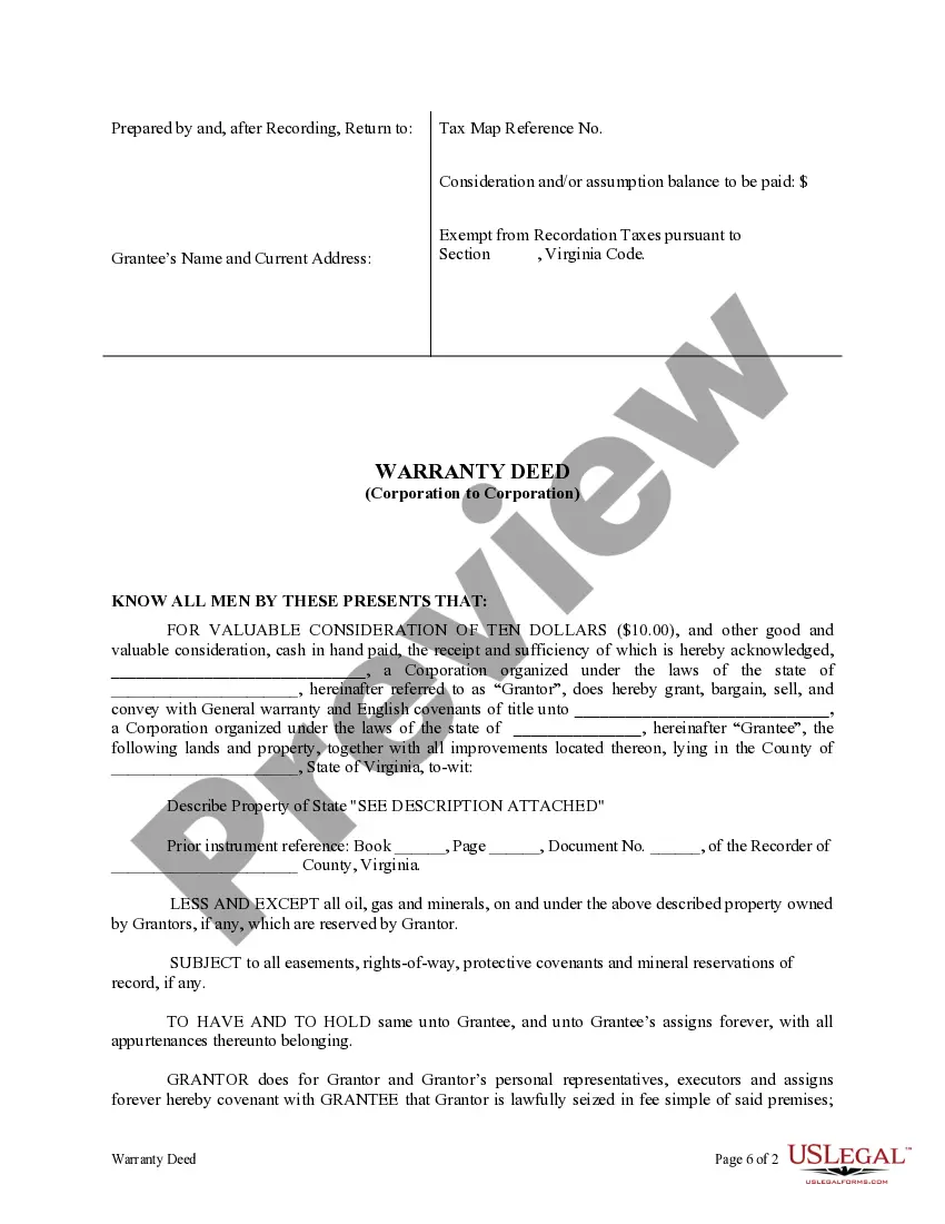 Preview Warranty Deed from Corporation to Corporation